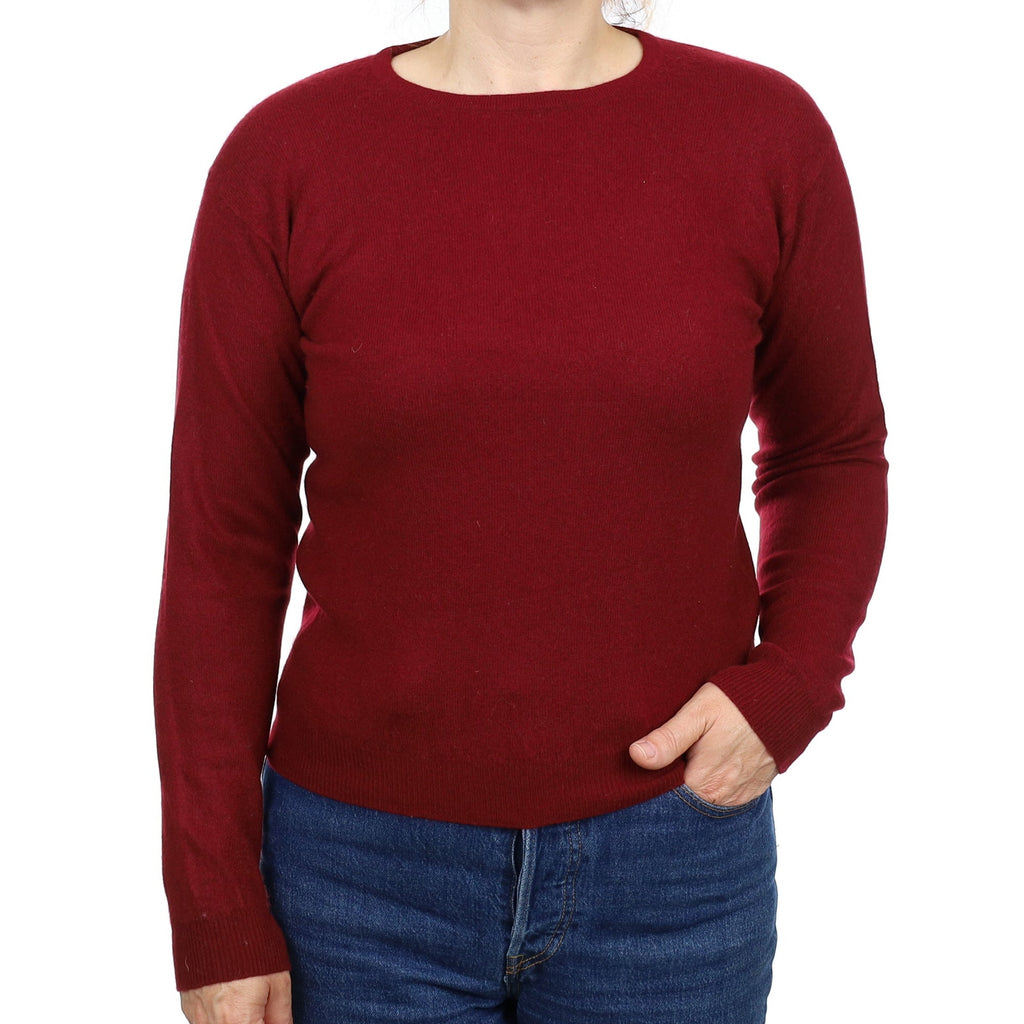 Burgundy Red Cashmere Crew Neck Jumper Medium