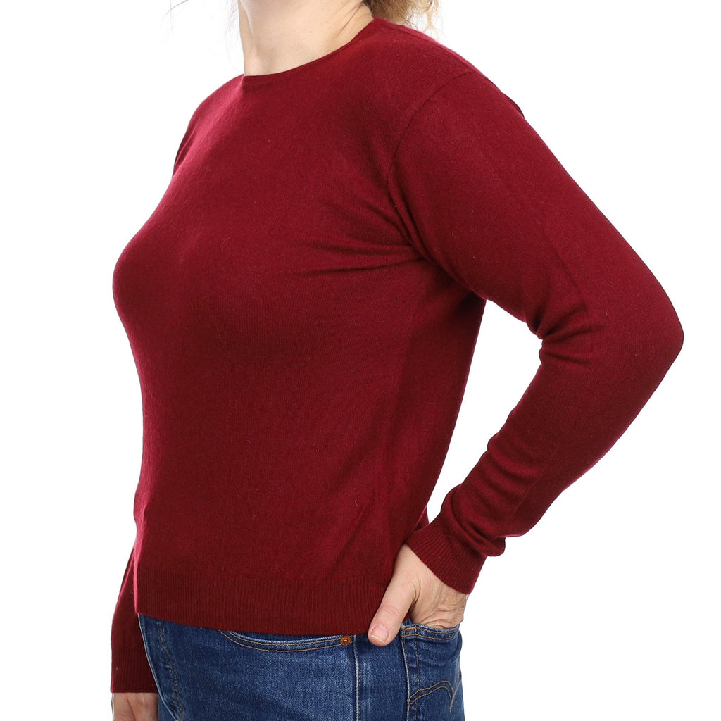Burgundy Red Cashmere Crew Neck Jumper Medium