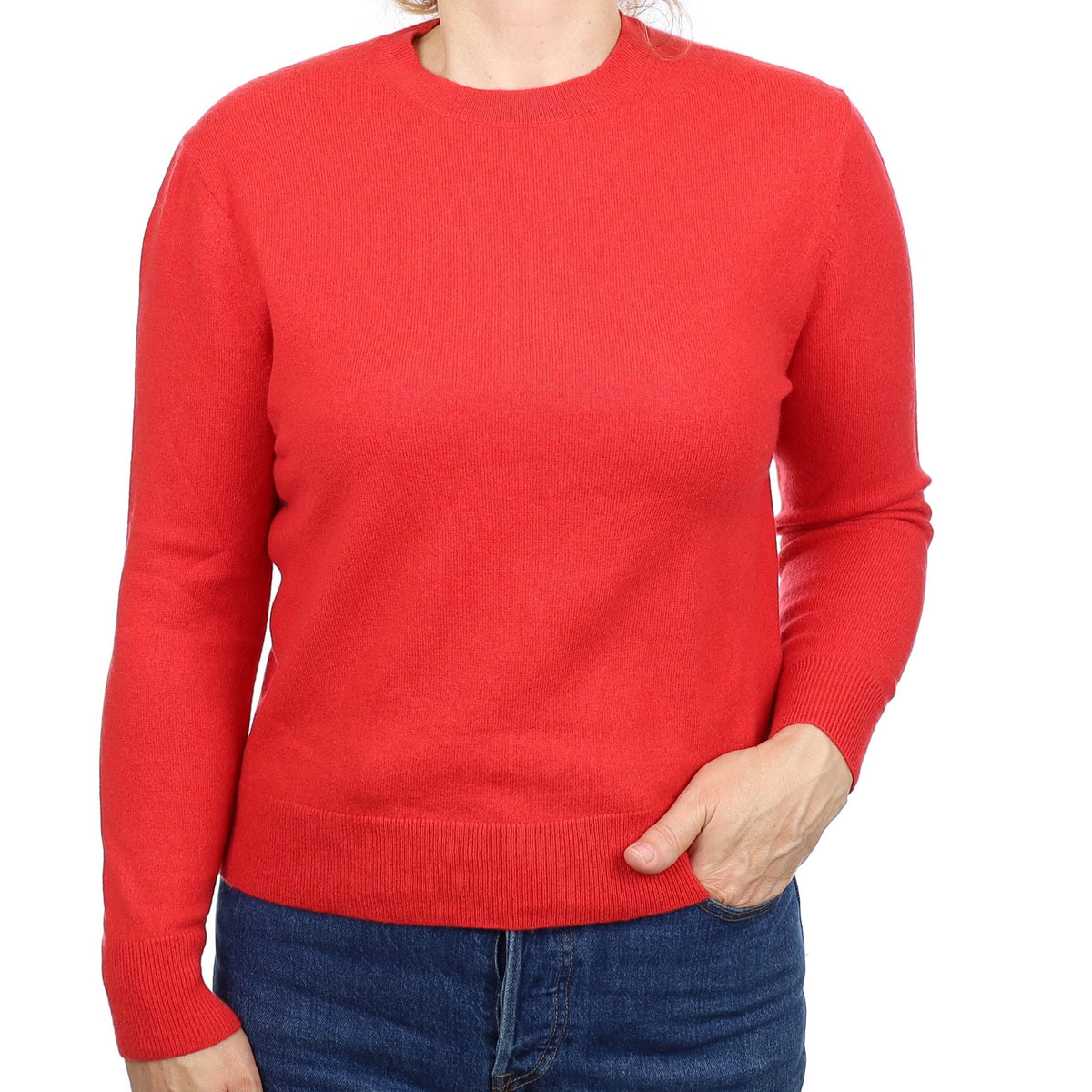 Berry Red Cashmere Crew Neck Jumper Medium