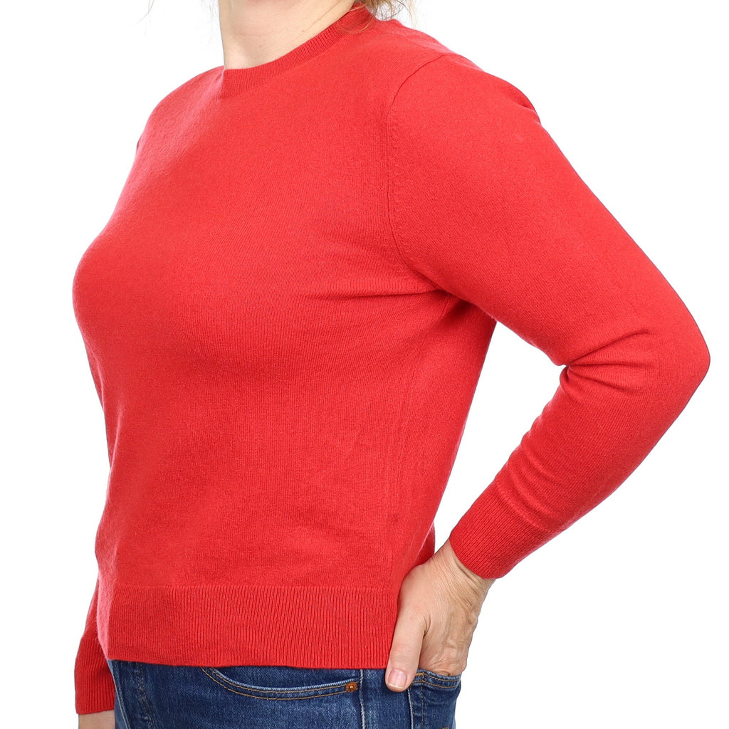 Berry Red Cashmere Crew Neck Jumper Medium