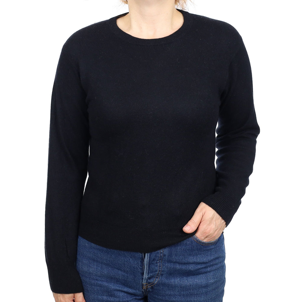 Black Cashmere Crew Neck Jumper Medium