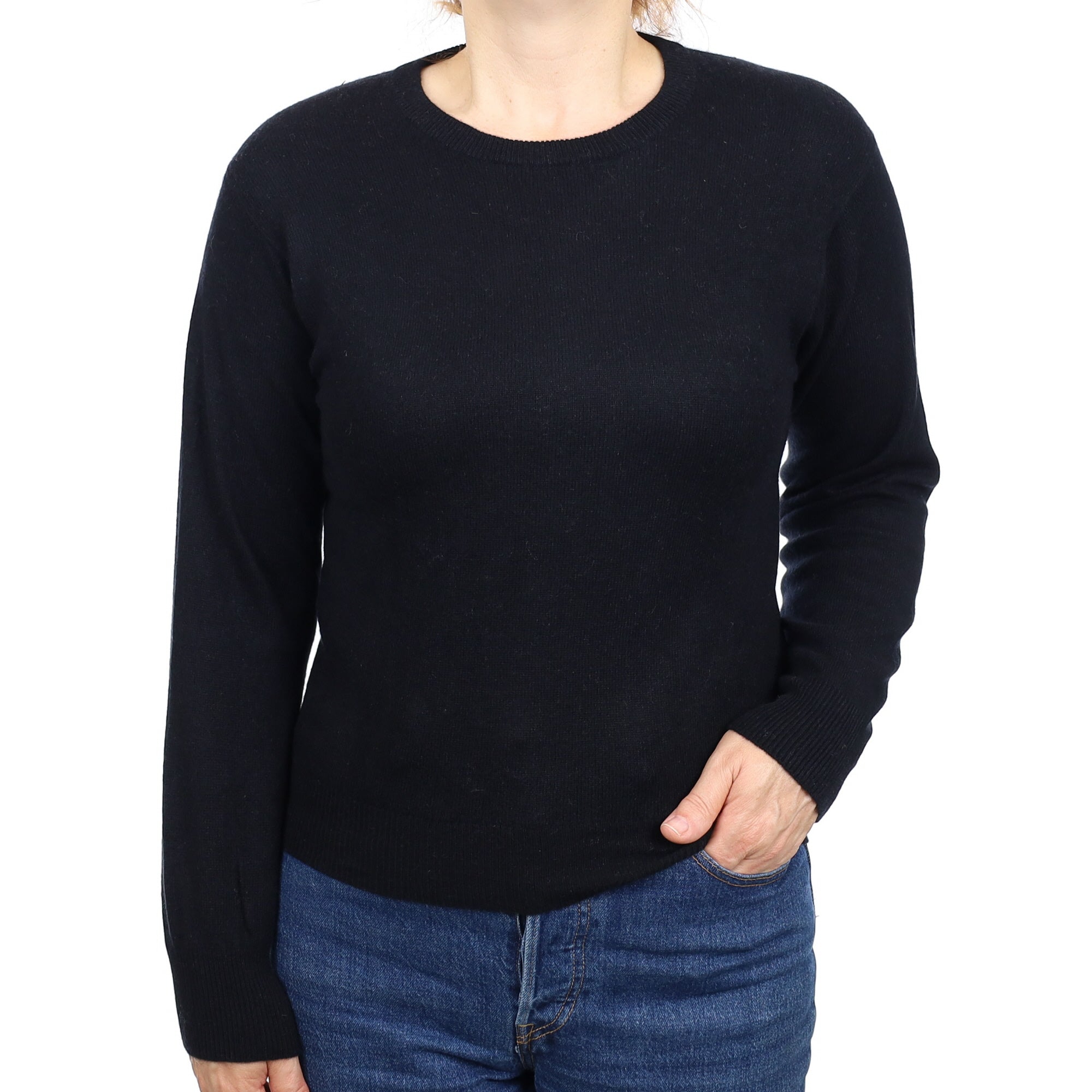 Black Cashmere Crew Neck Jumper Medium
