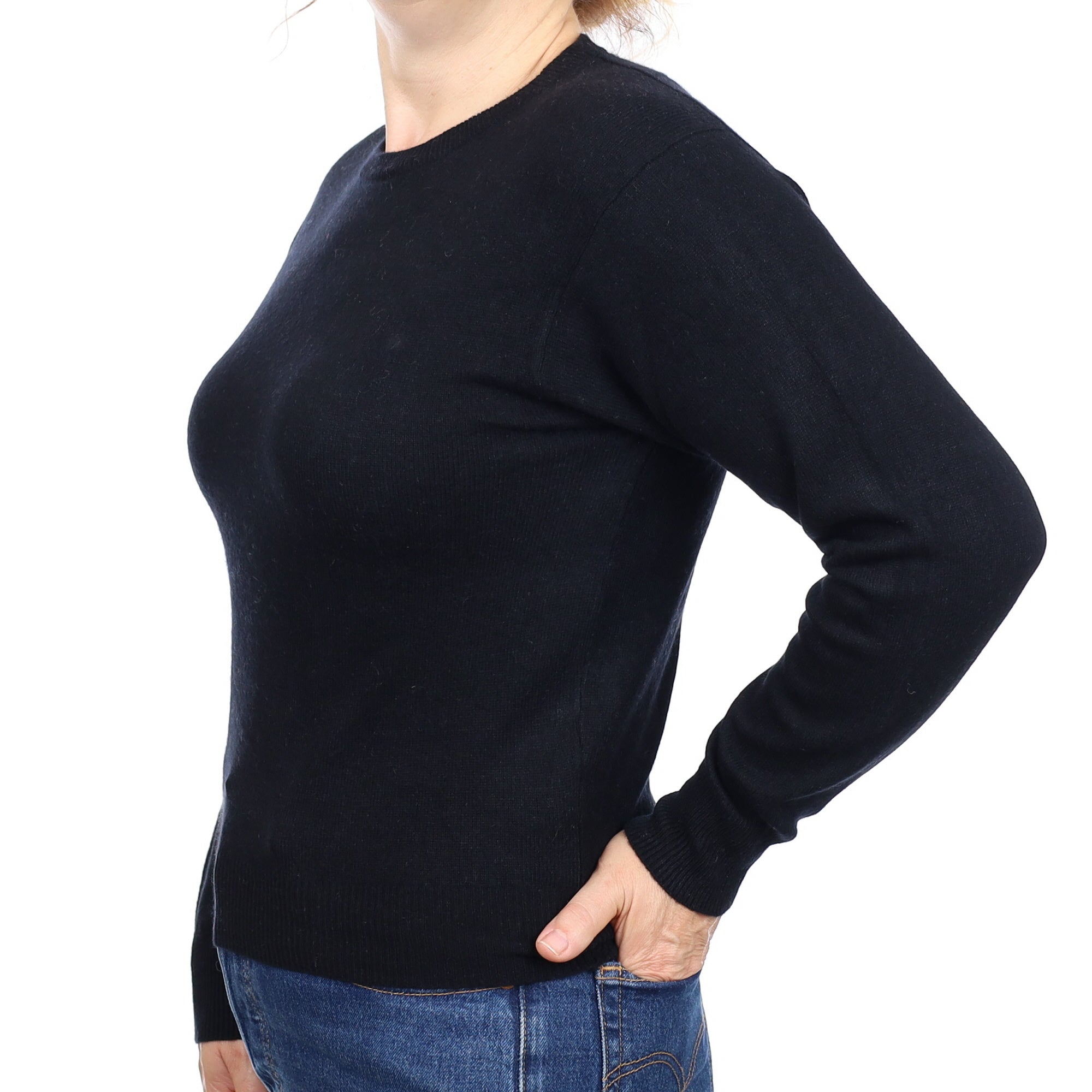 Black Cashmere Crew Neck Jumper Medium