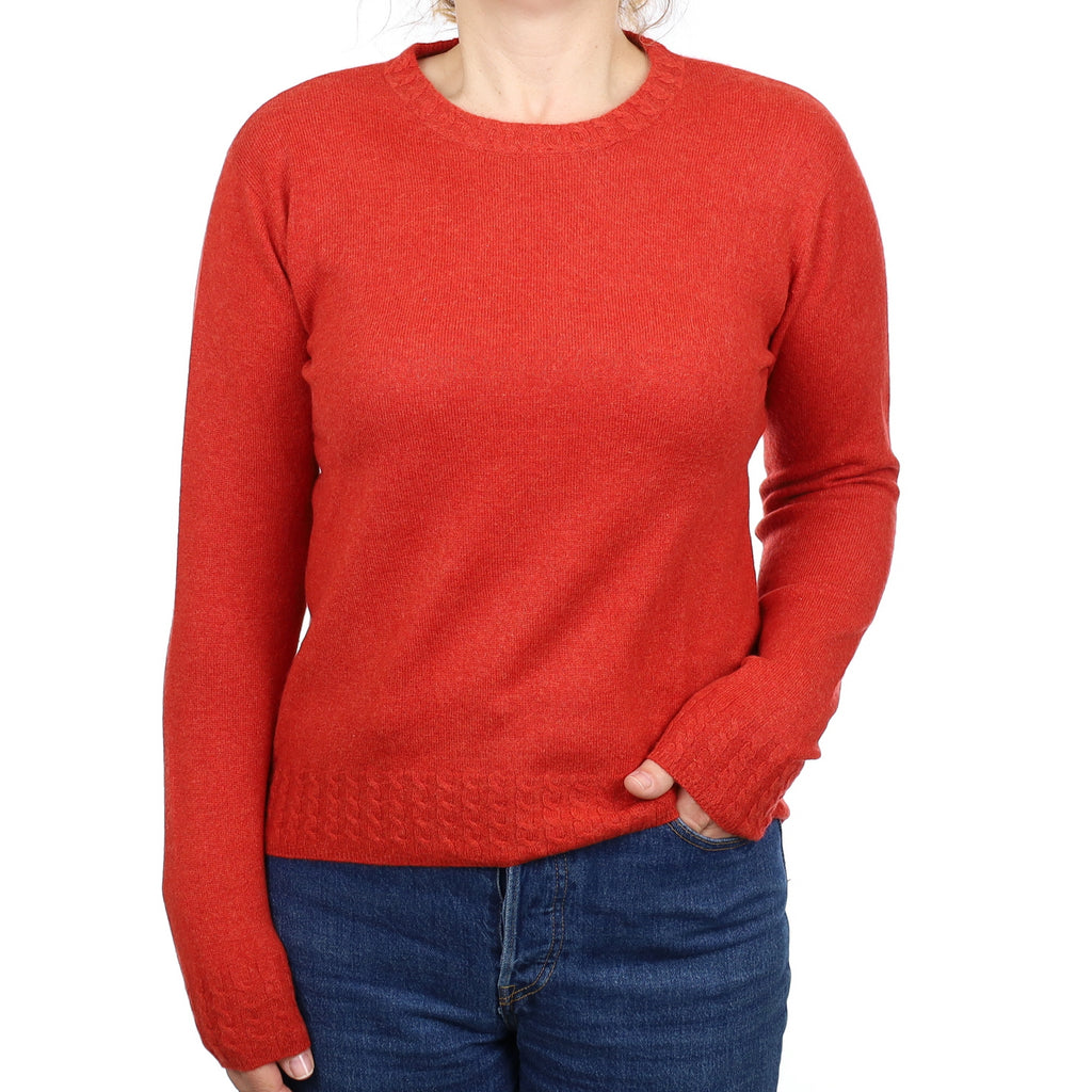 Rust Red Cashmere Crew Neck Jumper Medium