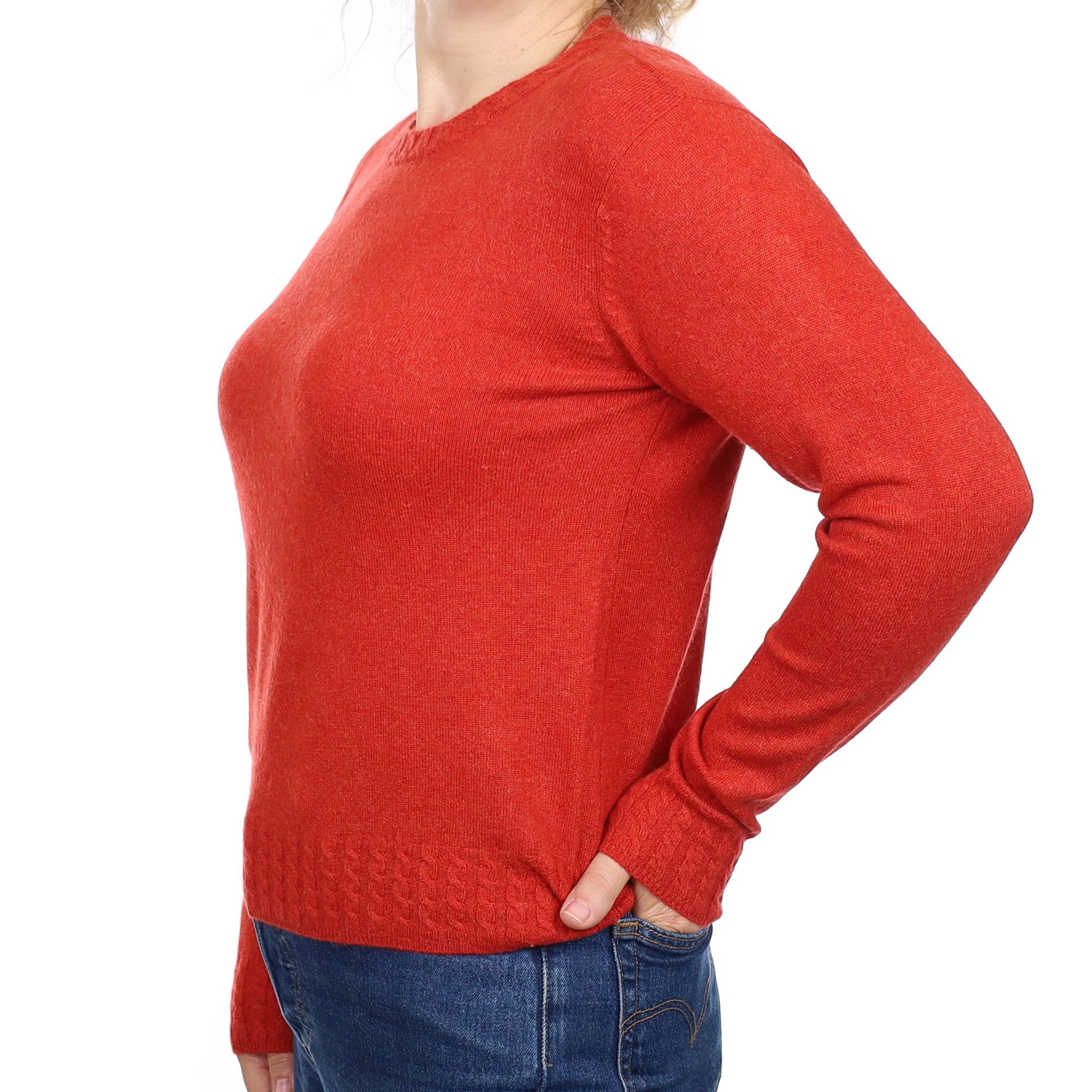 Rust Red Cashmere Crew Neck Jumper Medium
