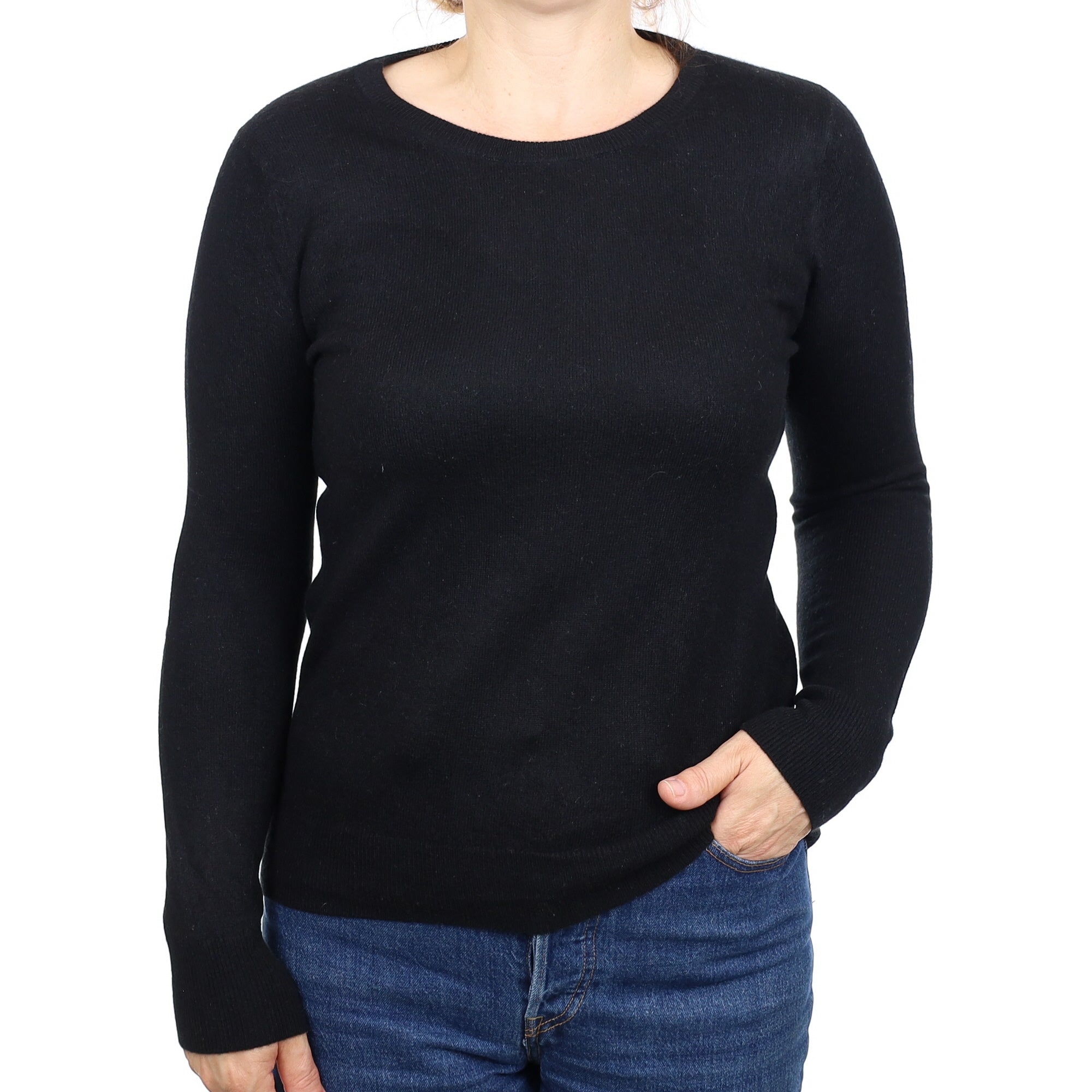 Black Cashmere Crew Neck Jumper Medium