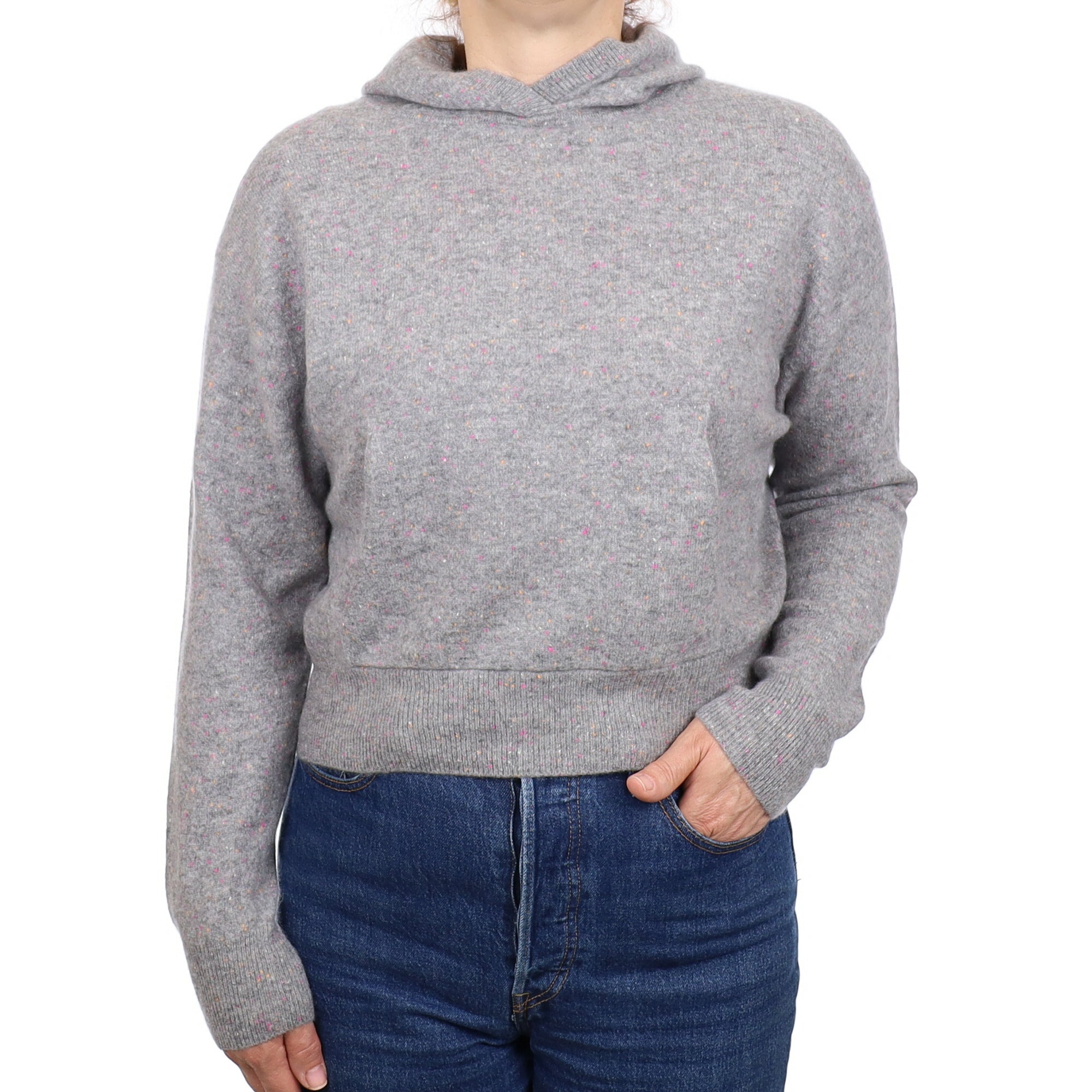 Ash Grey Fleck Cashmere Hoodie Medium