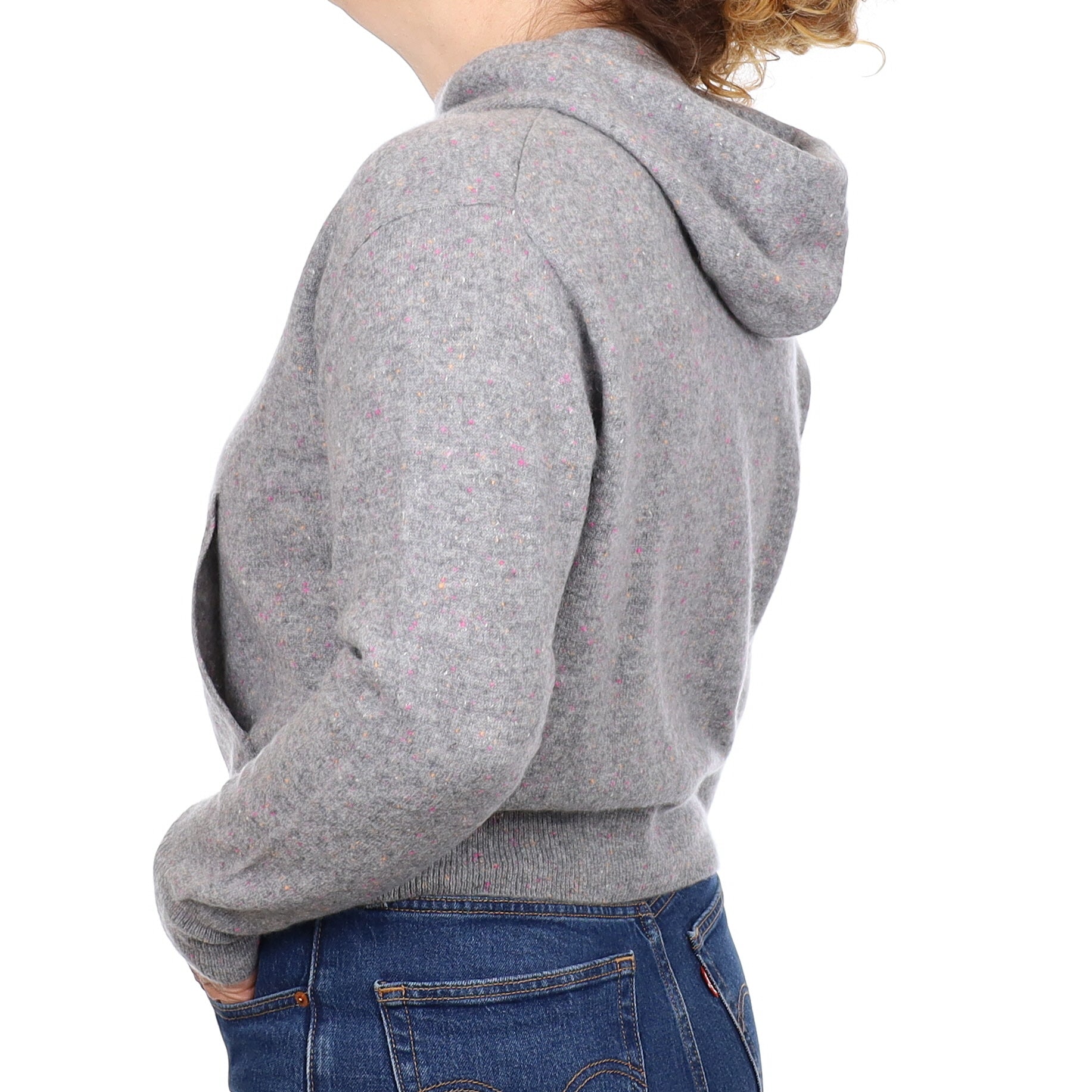 Ash Grey Fleck Cashmere Hoodie Medium