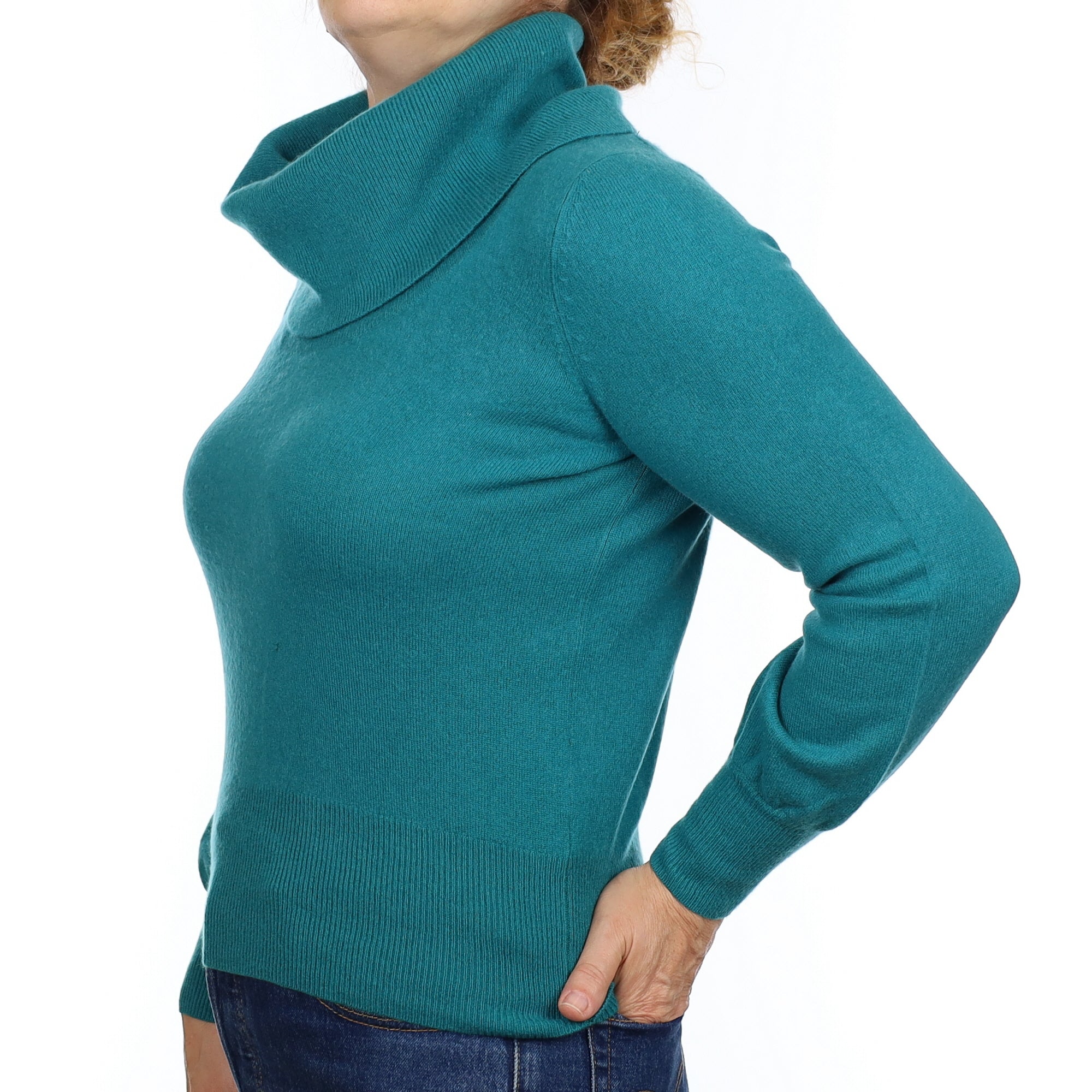 Sea Green Cashmere Cowl Neck Jumper Medium