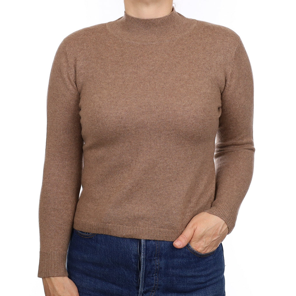 Toffee Brown Cashmere Turtleneck Jumper Medium