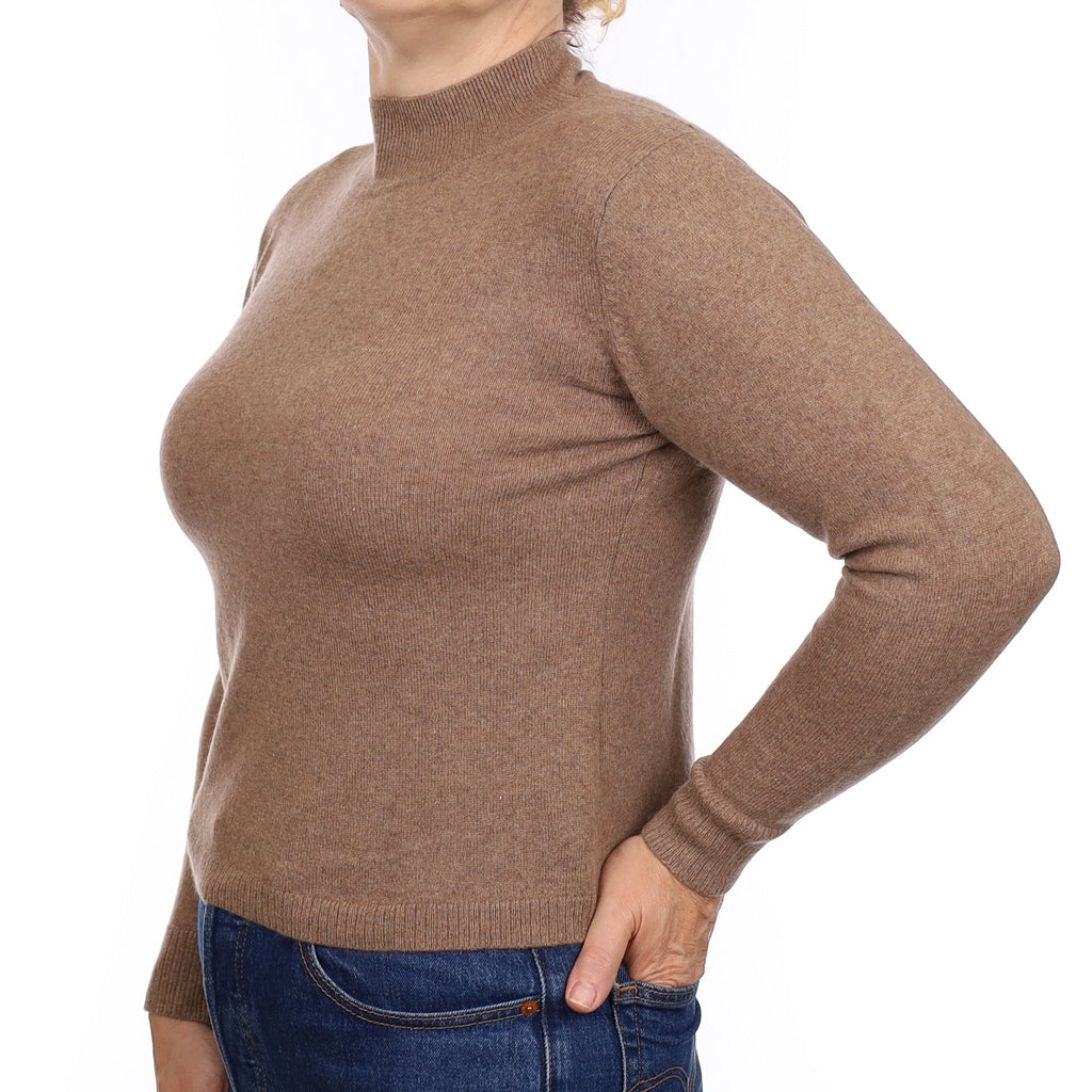 Toffee Brown Cashmere Turtleneck Jumper Medium