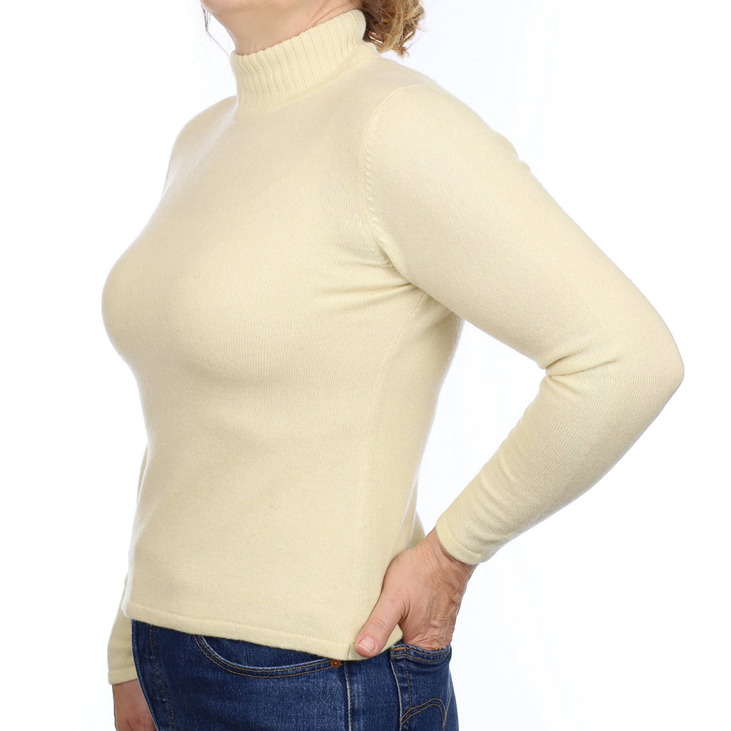 Primrose Yellow Cashmere Turtleneck Jumper Medium