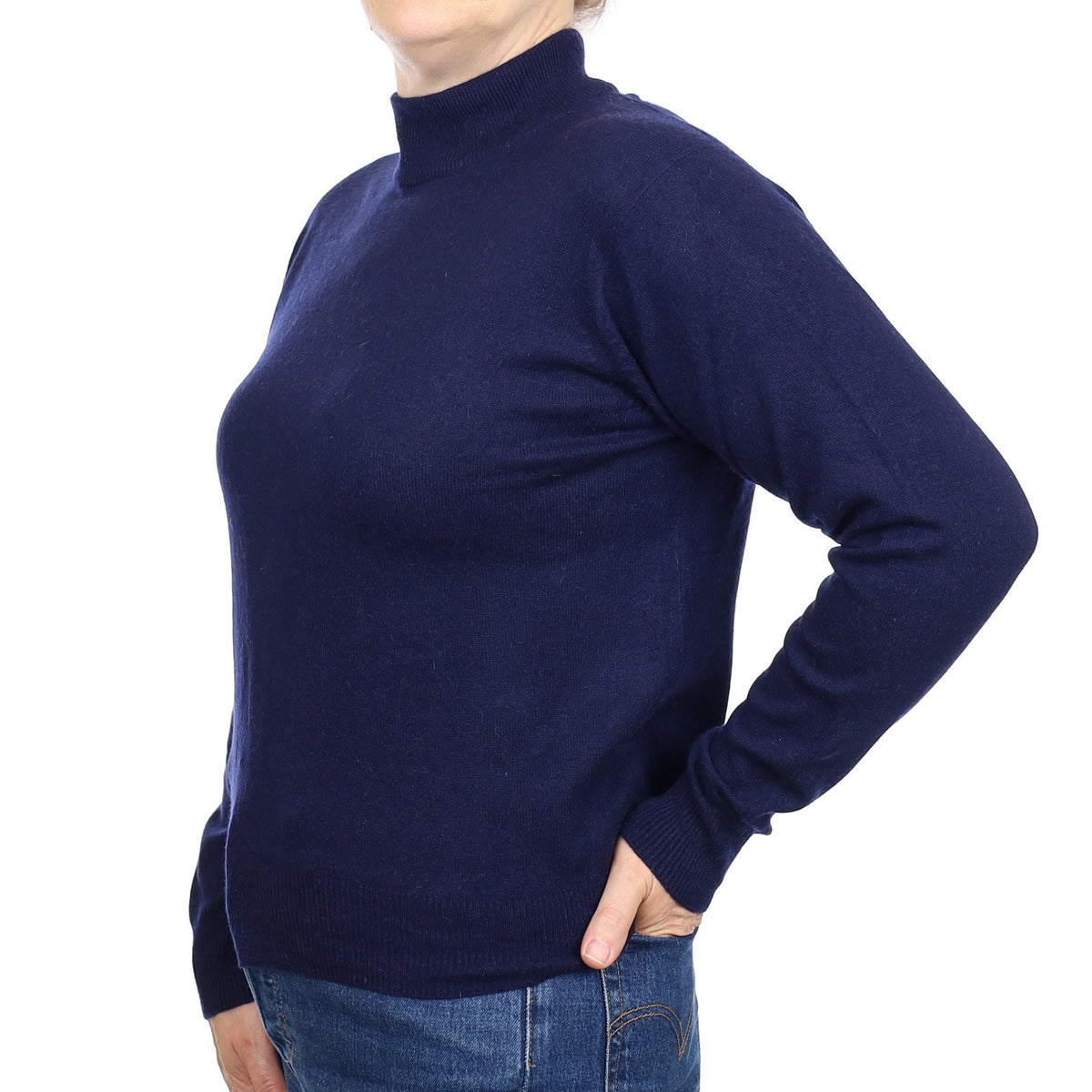 Navy Cashmere Turtleneck Jumper Medium
