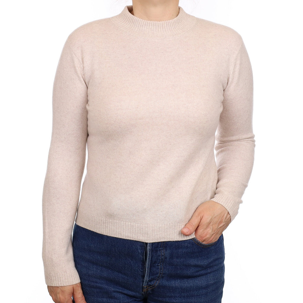 Oatmeal Beige Cashmere Turtleneck Jumper Medium