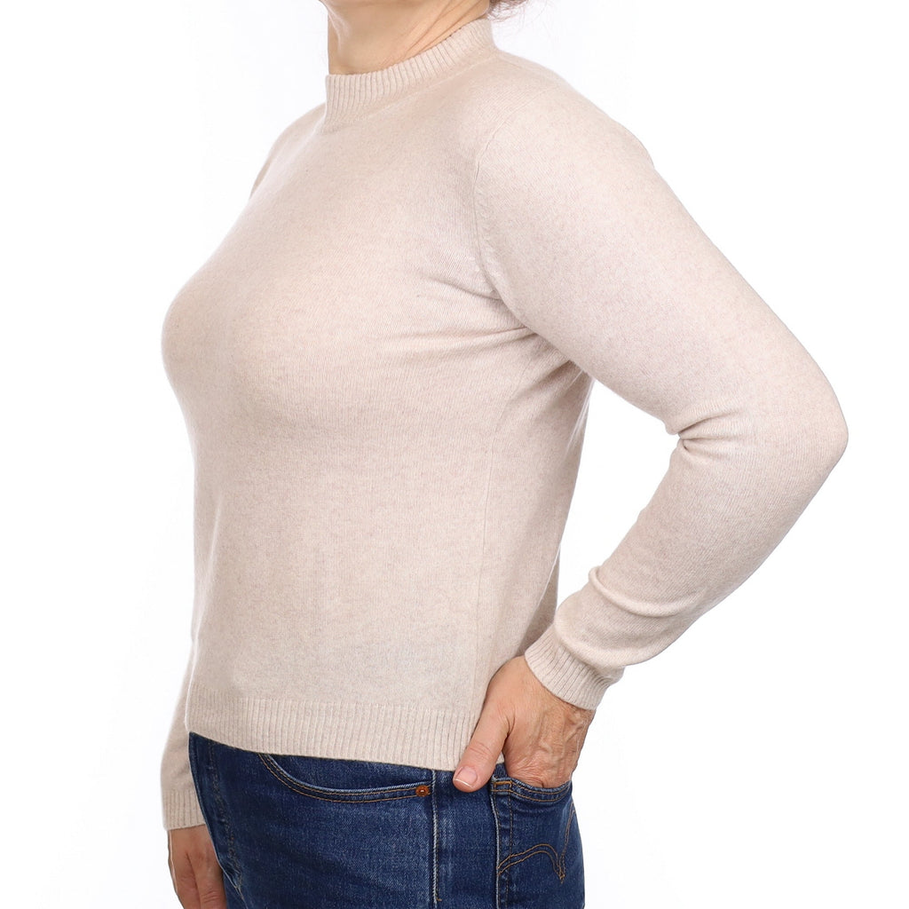 Oatmeal Beige Cashmere Turtleneck Jumper Medium