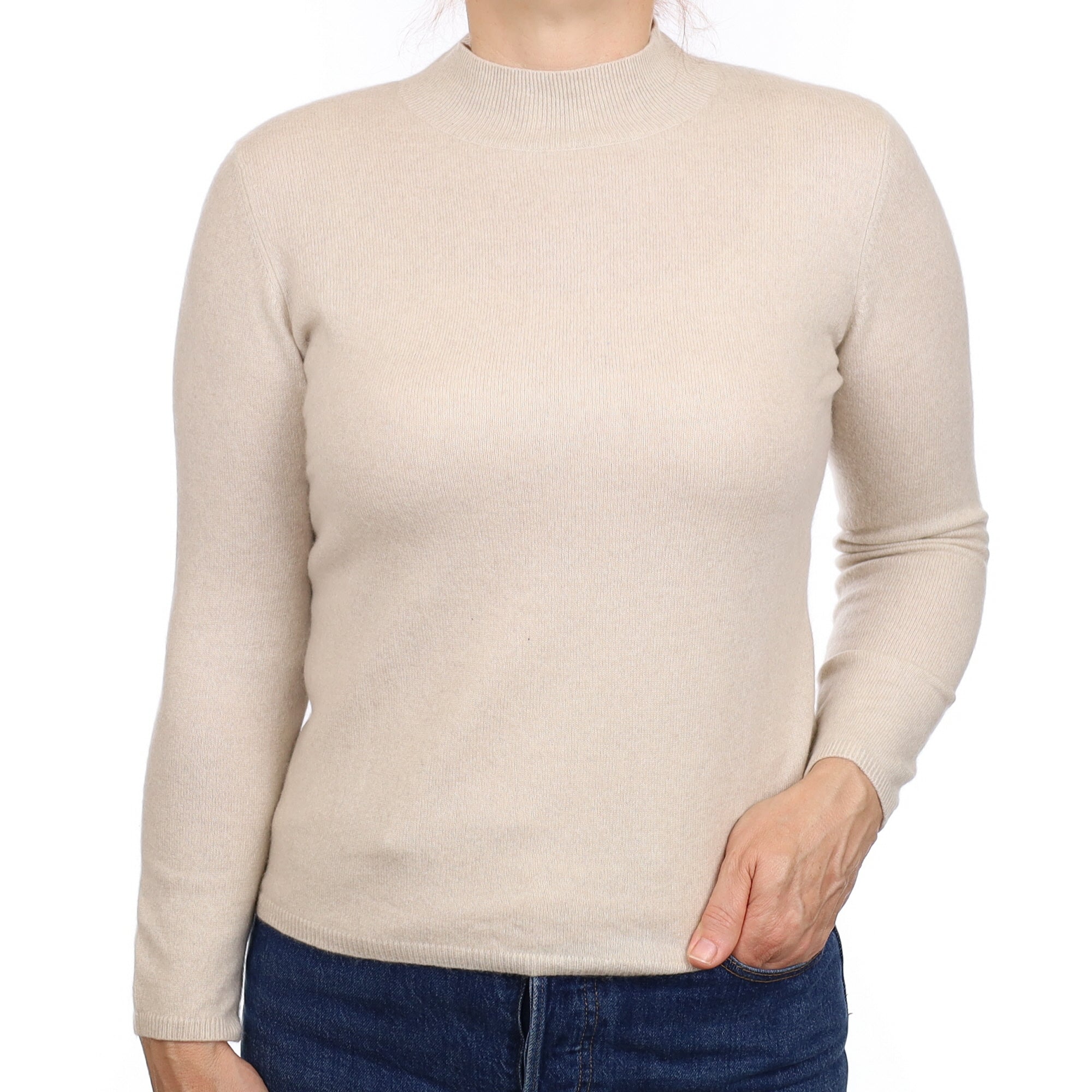 Fawn Cashmere Turtleneck Jumper Medium