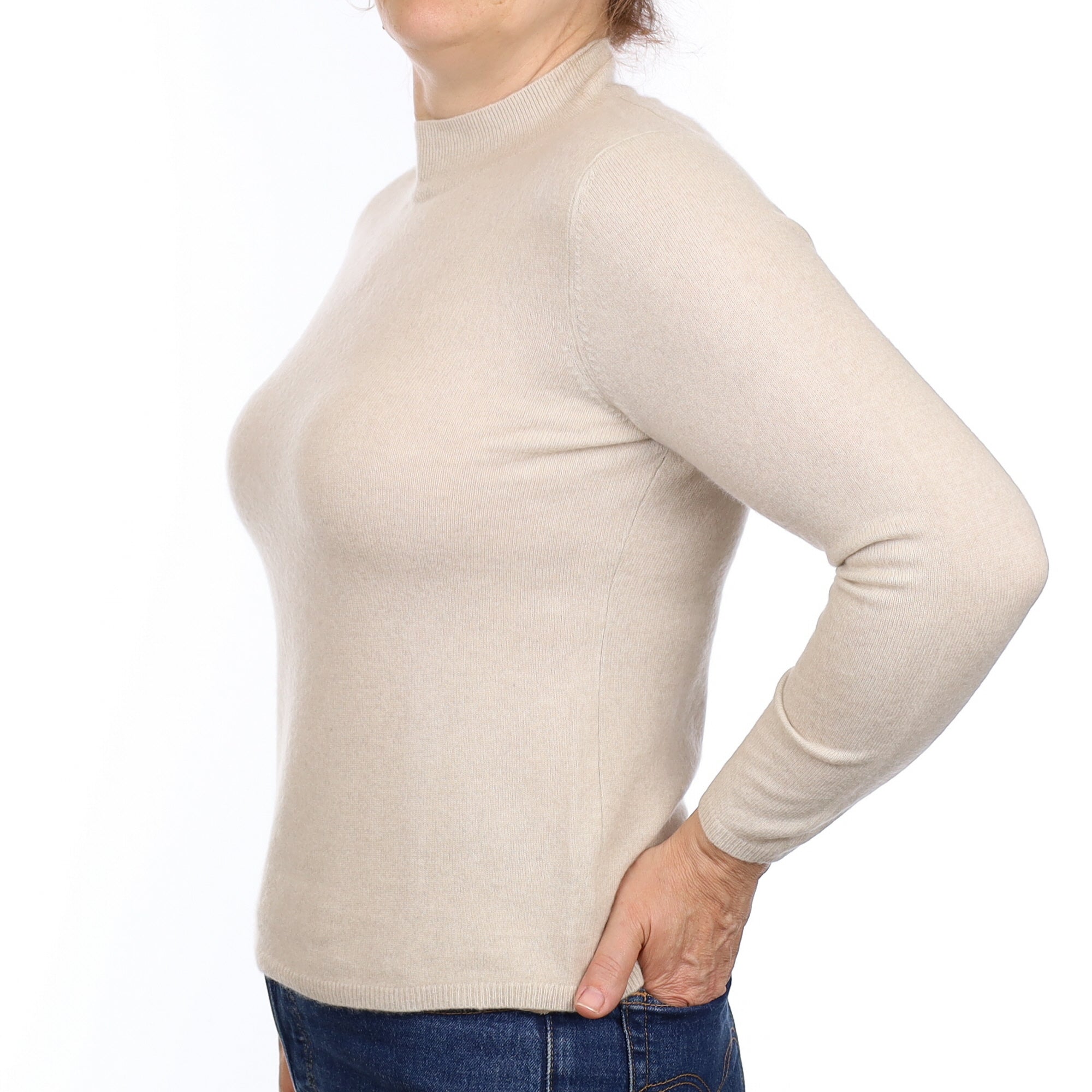 Fawn Cashmere Turtleneck Jumper Medium