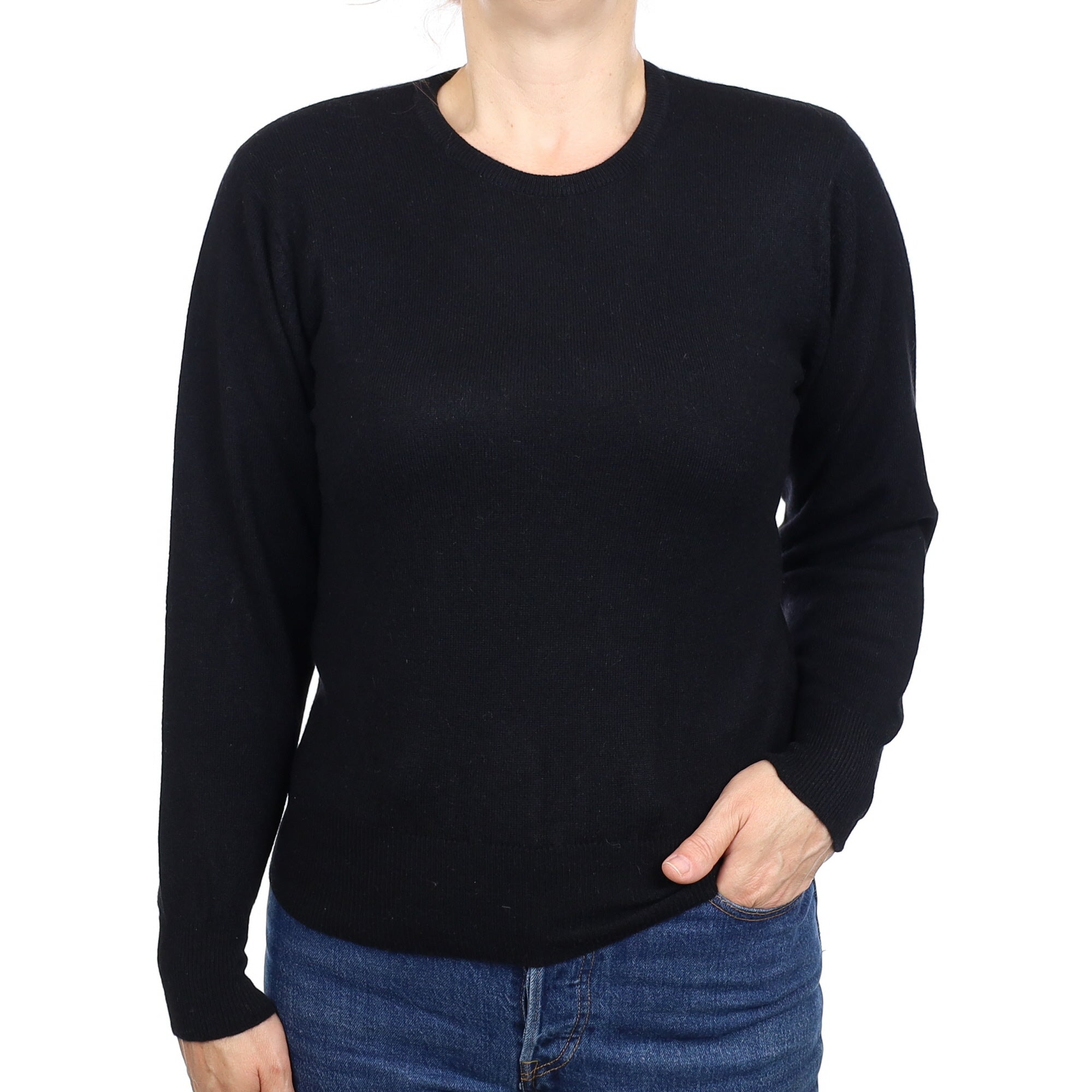 Black Cashmere Crew Neck Jumper Medium