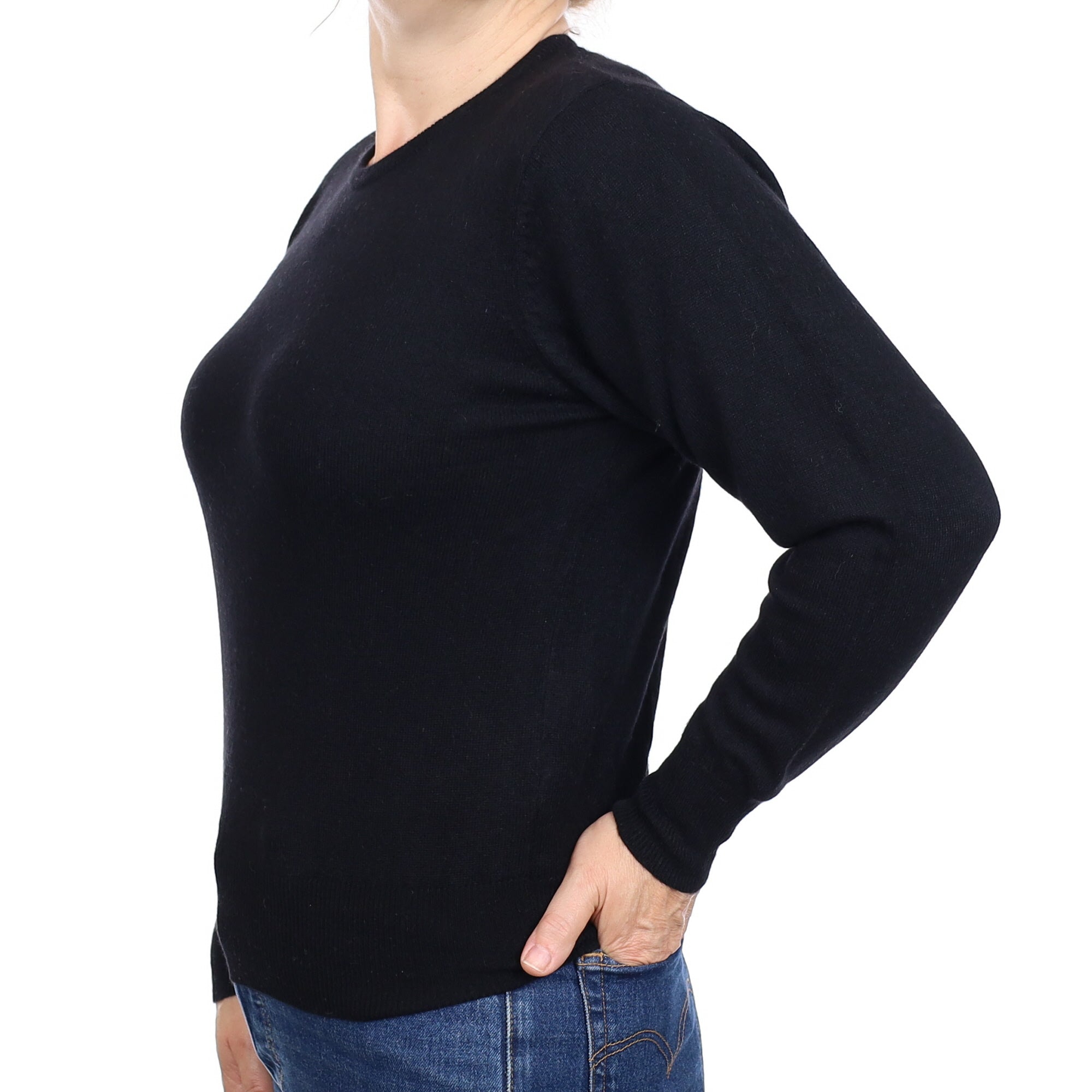 Black Cashmere Crew Neck Jumper Medium