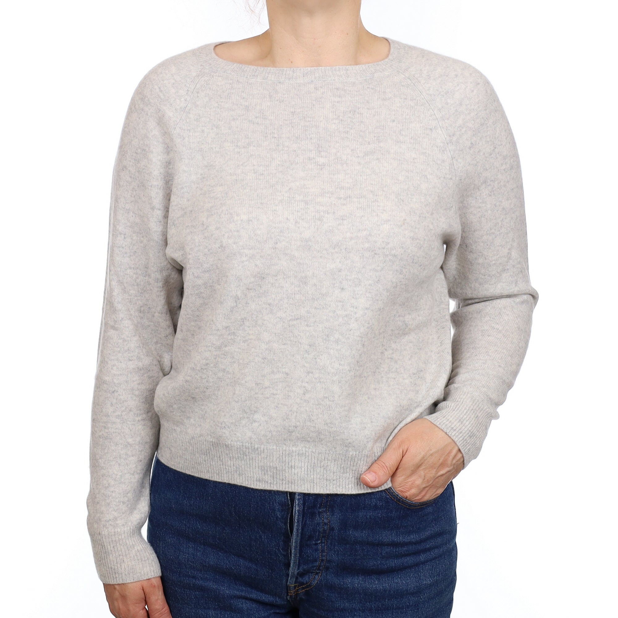 Mist Grey Cashmere Crew Neck Jumper Medium