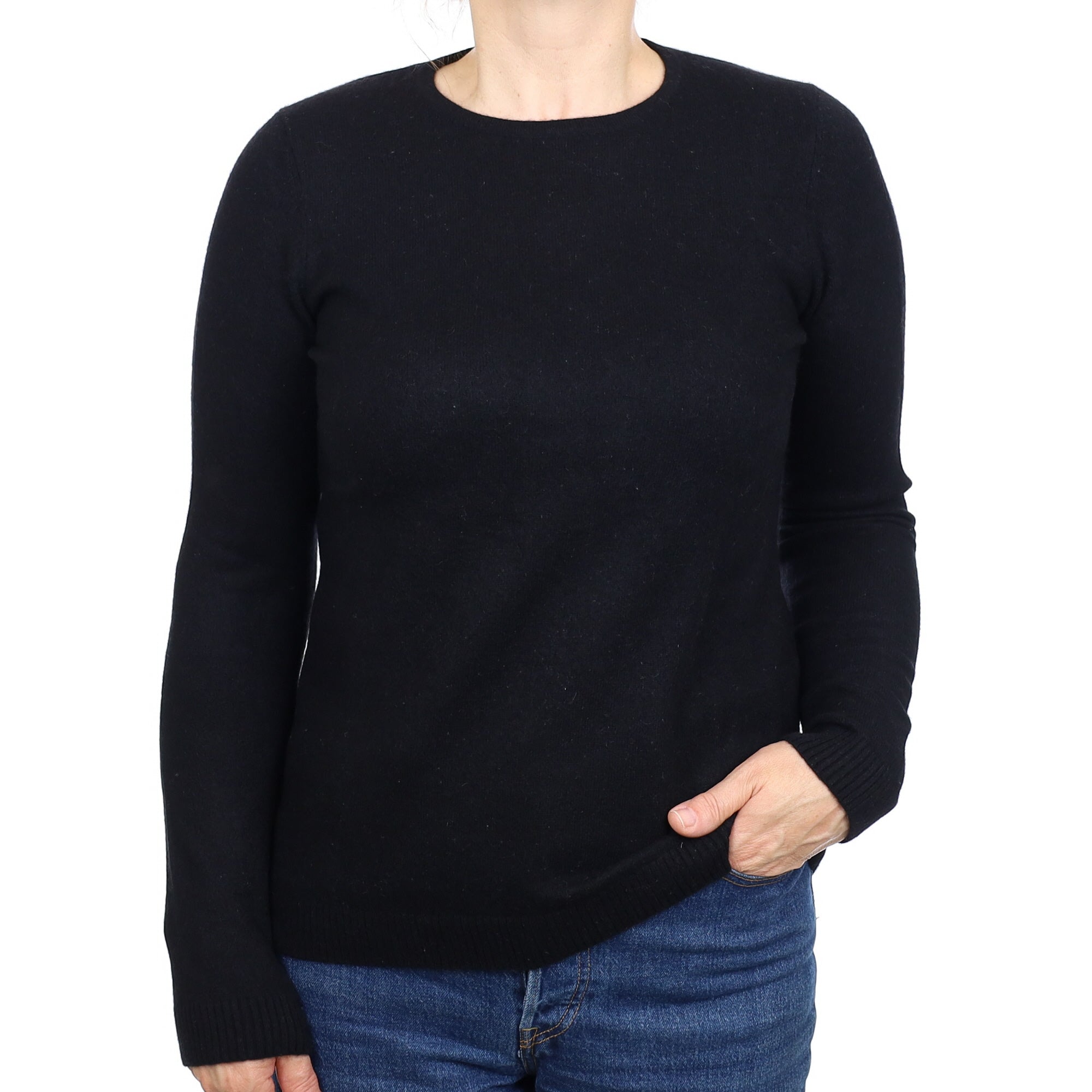 Black Cashmere Crew Neck Jumper Medium
