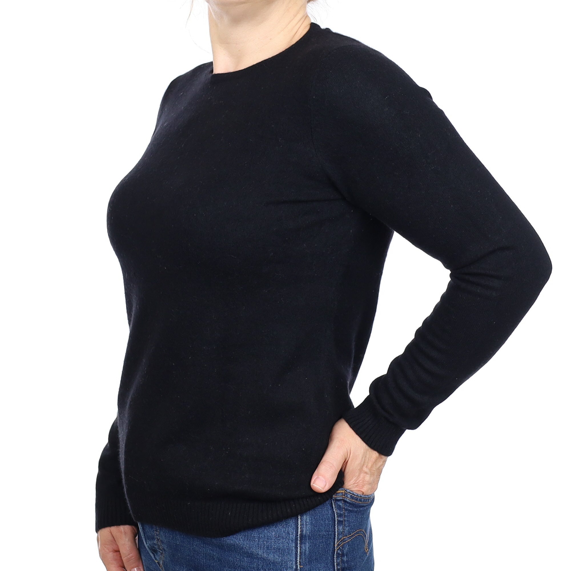 Black Cashmere Crew Neck Jumper Medium