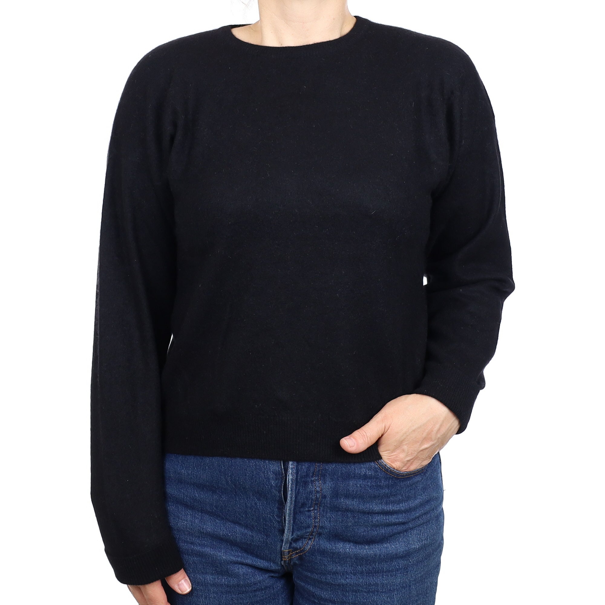 Black Cashmere Crew Neck Jumper Medium