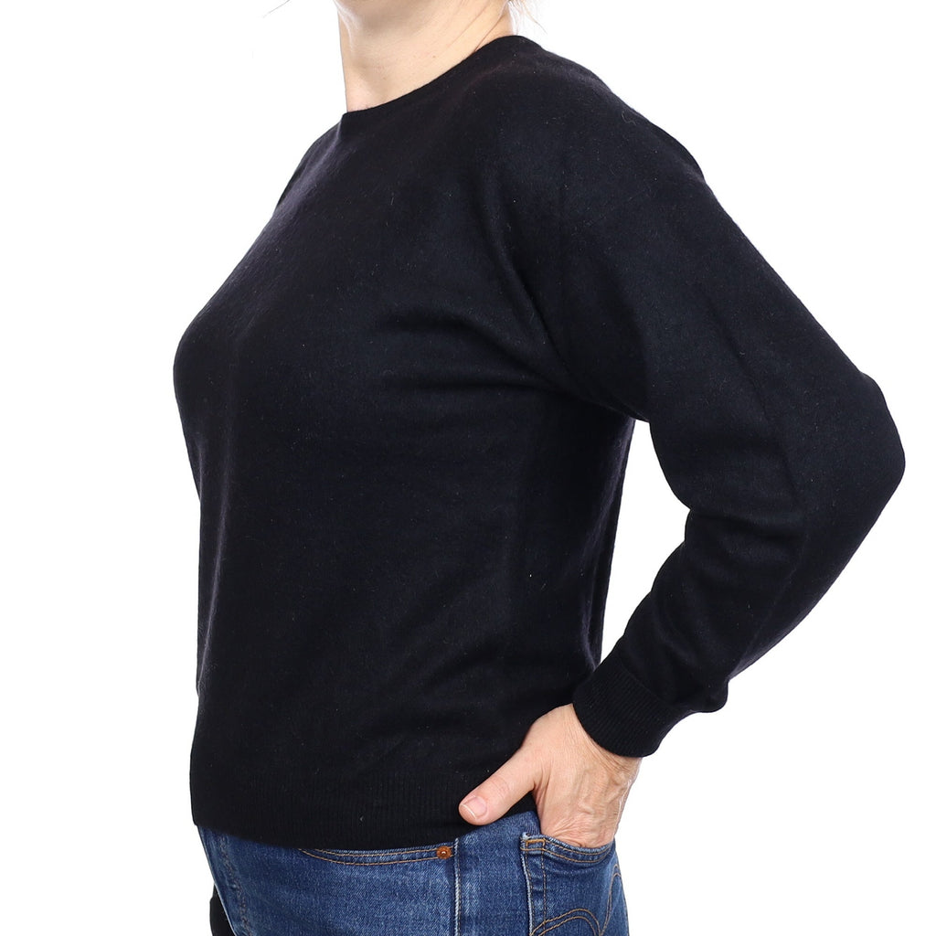 Black Cashmere Crew Neck Jumper Medium