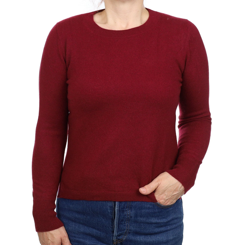 Burgundy Red Cashmere Crew Neck Jumper Medium