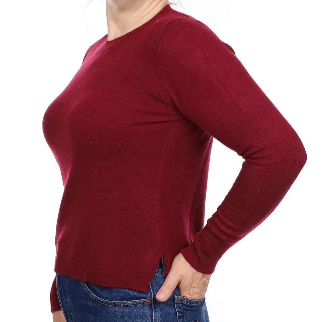 Burgundy Red Cashmere Crew Neck Jumper Medium