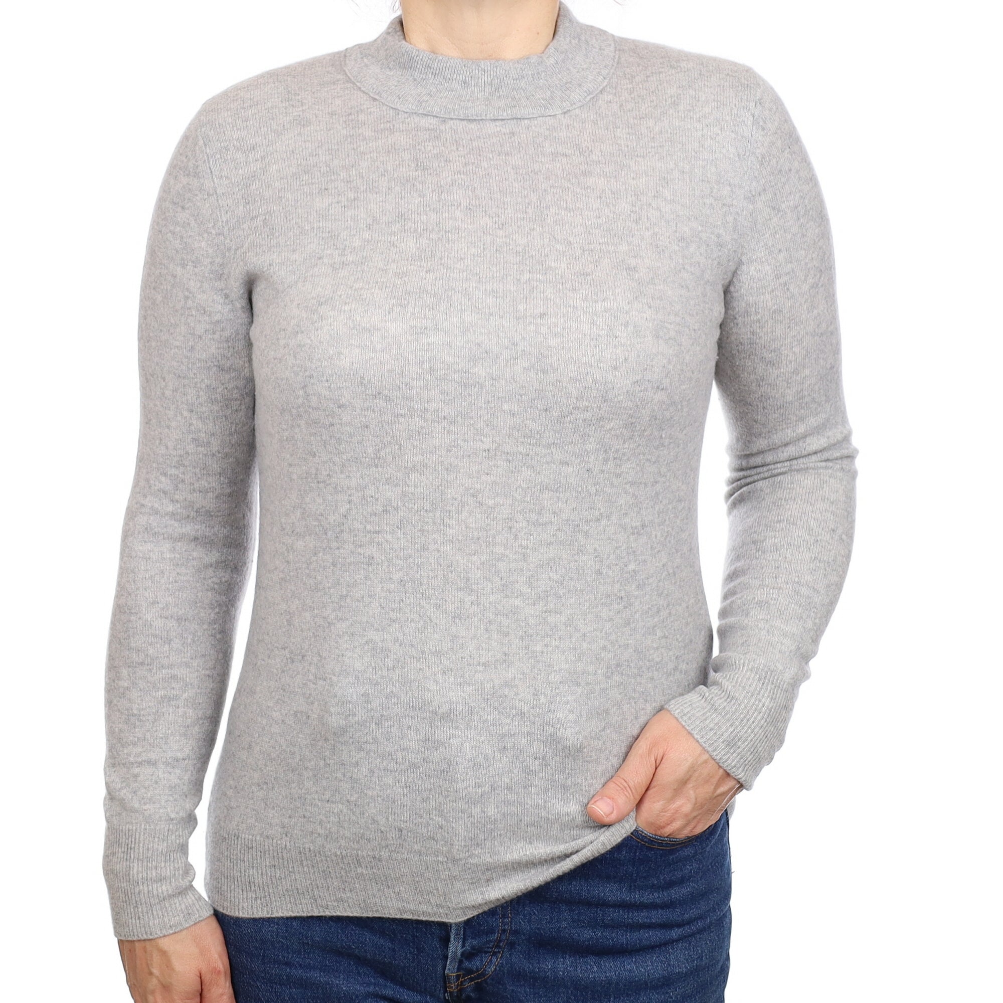 Smoke Grey Cashmere Turtleneck Jumper Medium