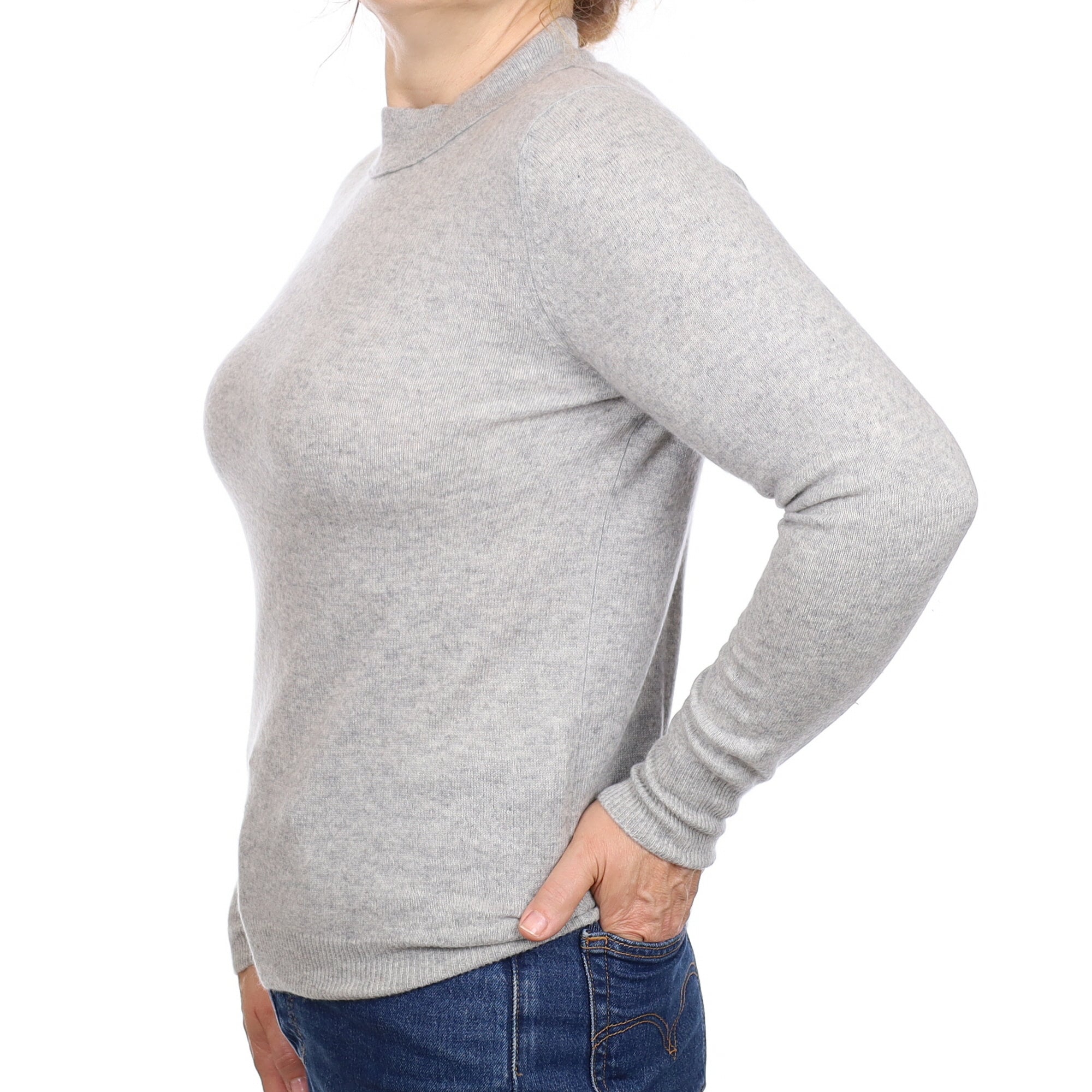 Smoke Grey Cashmere Turtleneck Jumper Medium