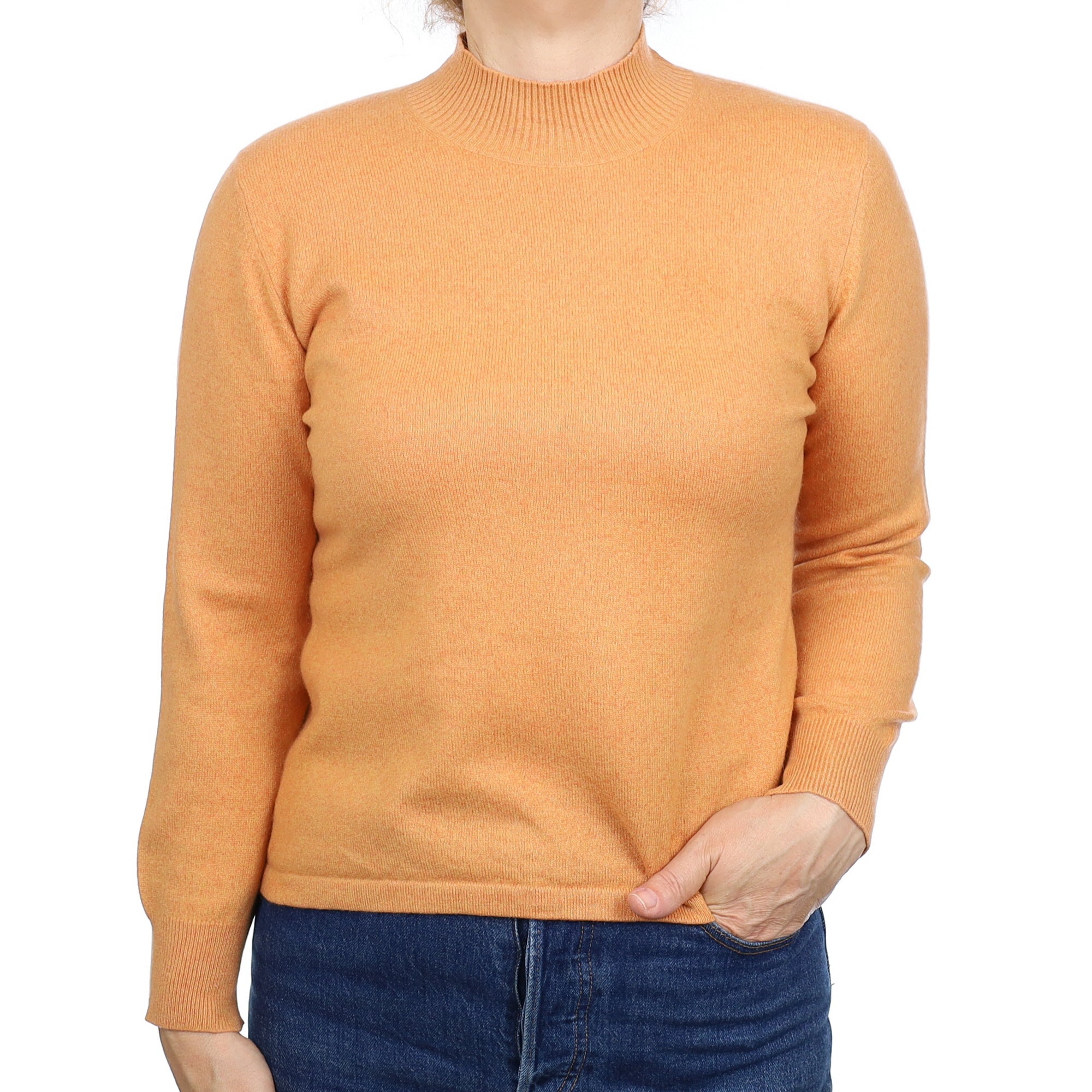Apricot Orange Cashmere Turtleneck Jumper Medium
