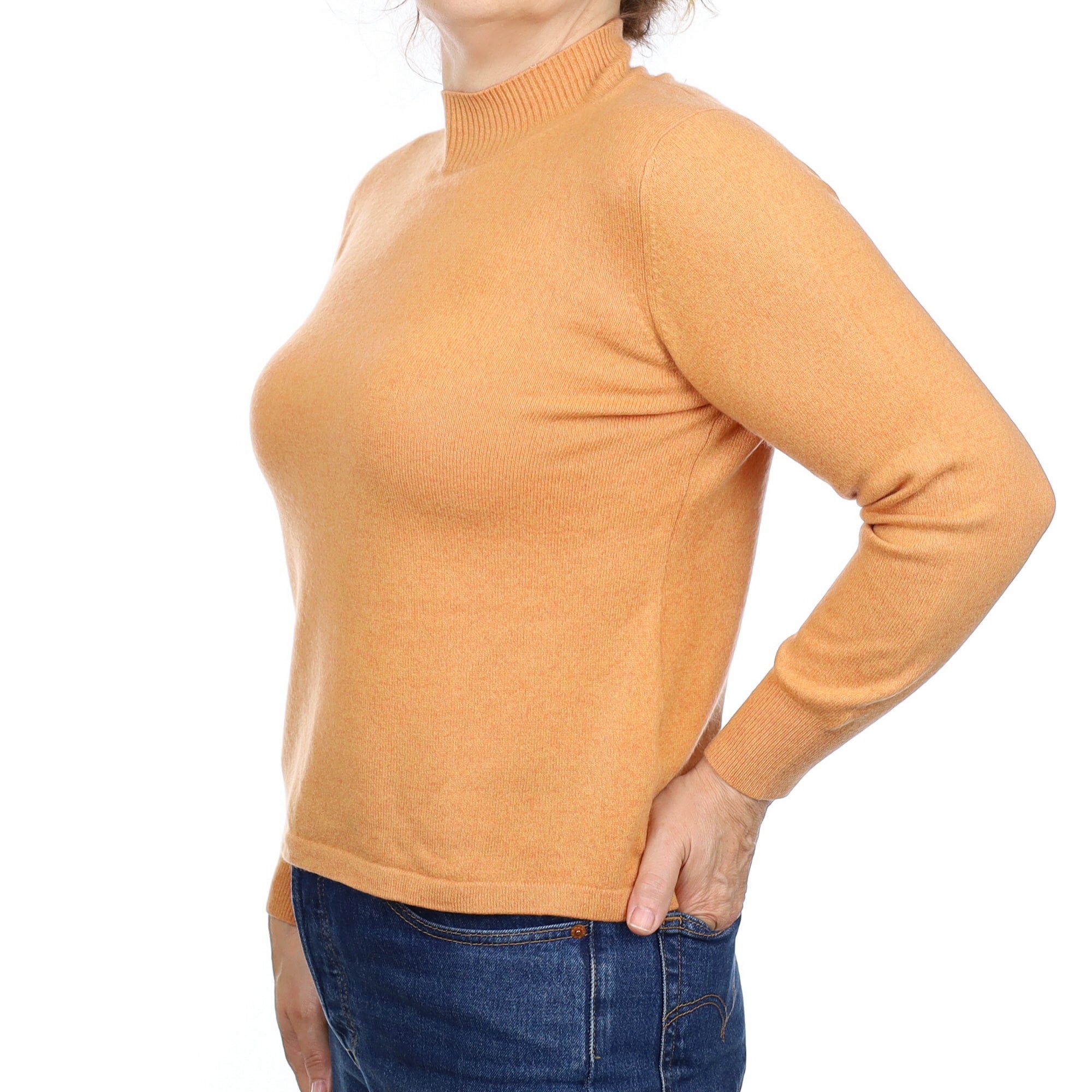 Apricot Orange Cashmere Turtleneck Jumper Medium