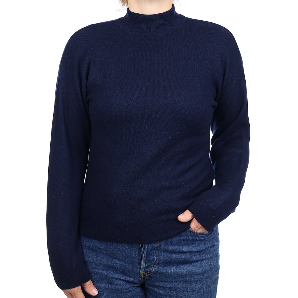 Navy Cashmere Turtleneck Jumper Medium