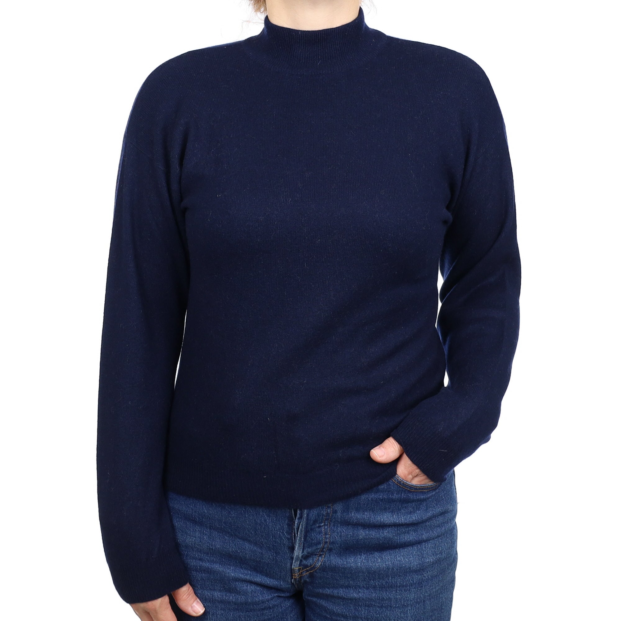 Navy Cashmere Turtleneck Jumper Medium