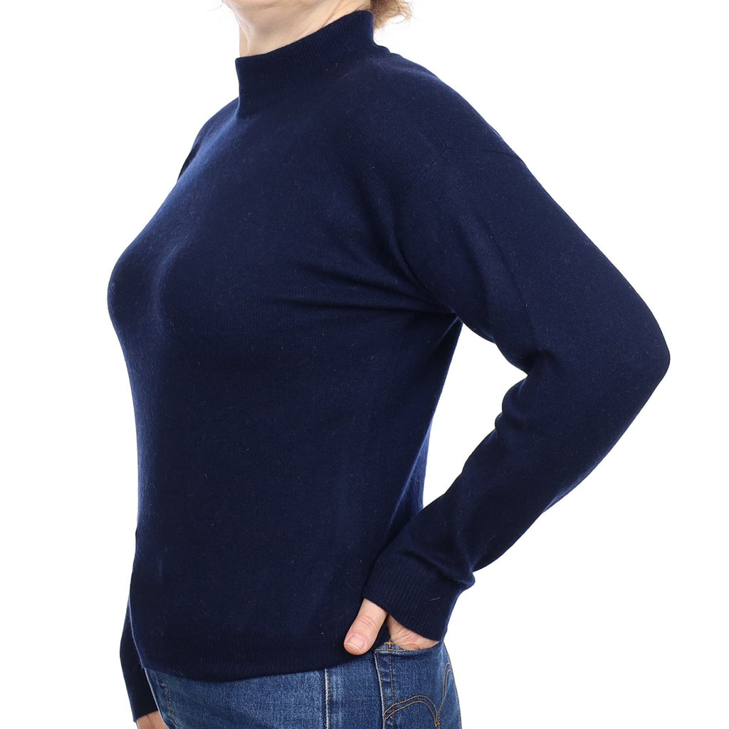 Navy Cashmere Turtleneck Jumper Medium