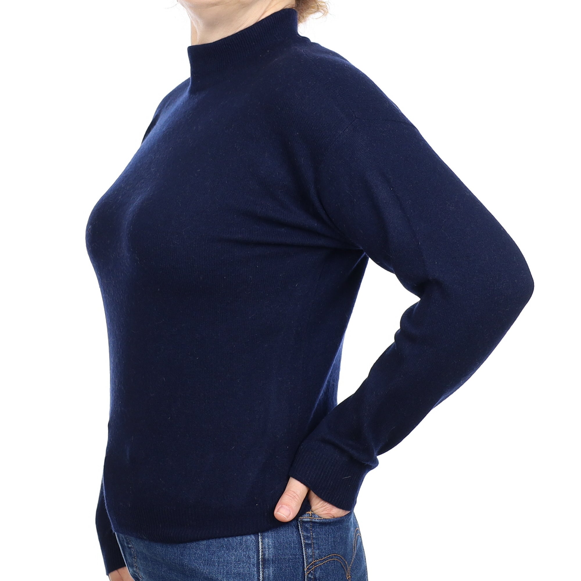 Navy Cashmere Turtleneck Jumper Medium