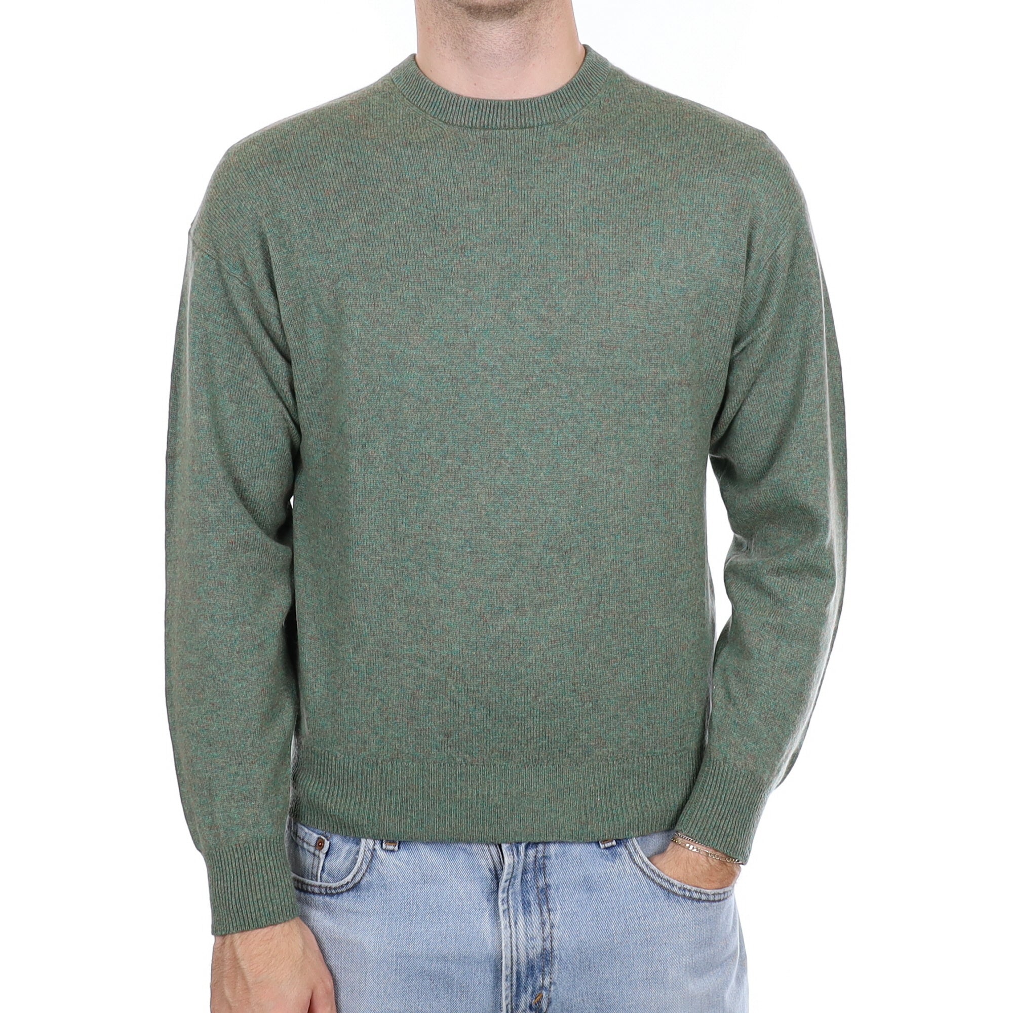 Men's green Marl Cashmere Crew Neck Jumper Medium