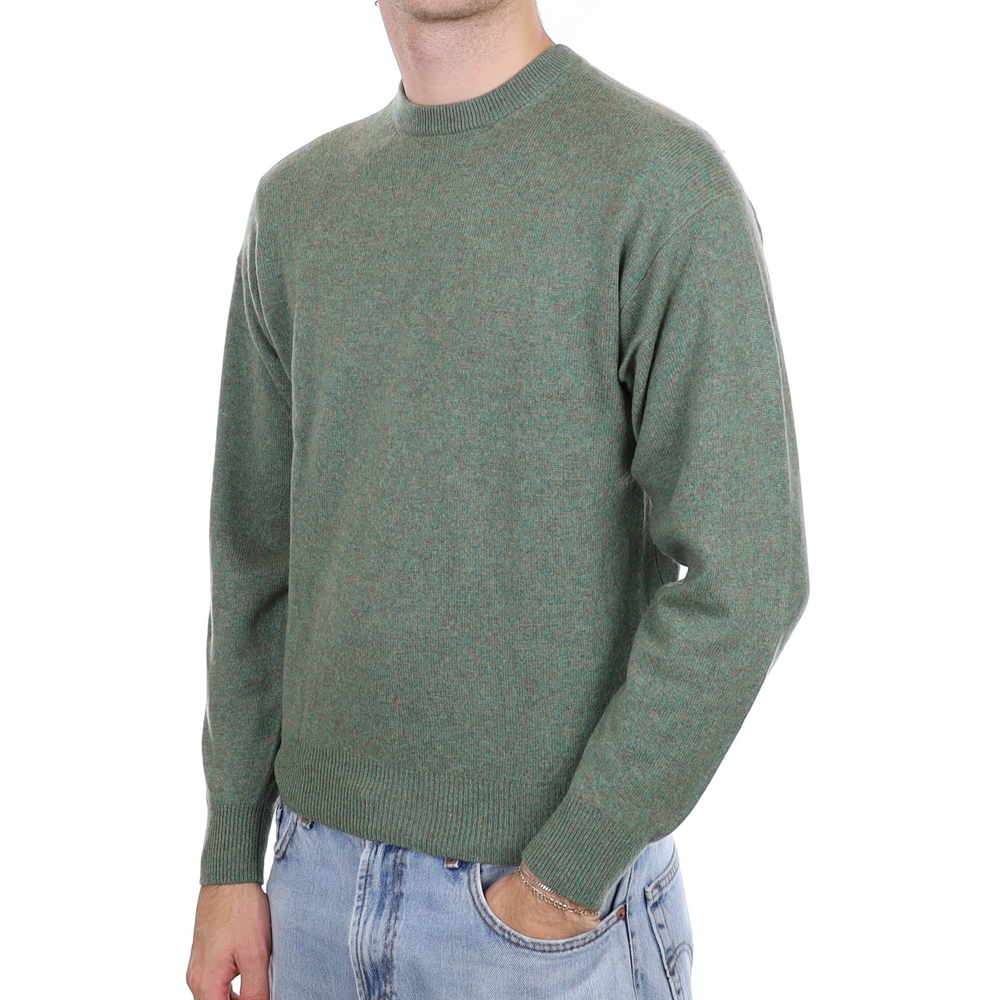 Men's green Marl Cashmere Crew Neck Jumper Medium