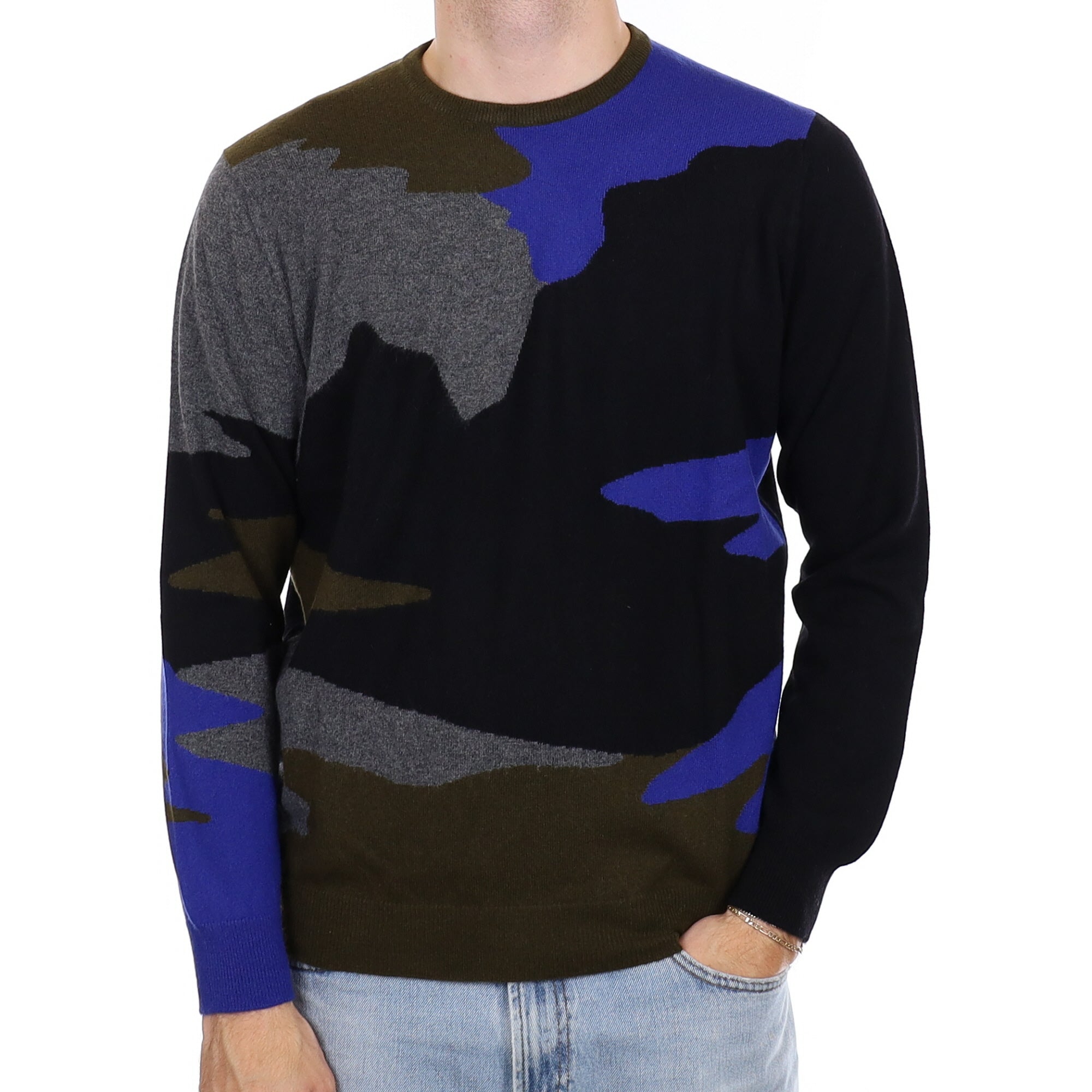 Men's Begg & Co Scottish Camoflage Cashmere Crew Neck Jumper Large