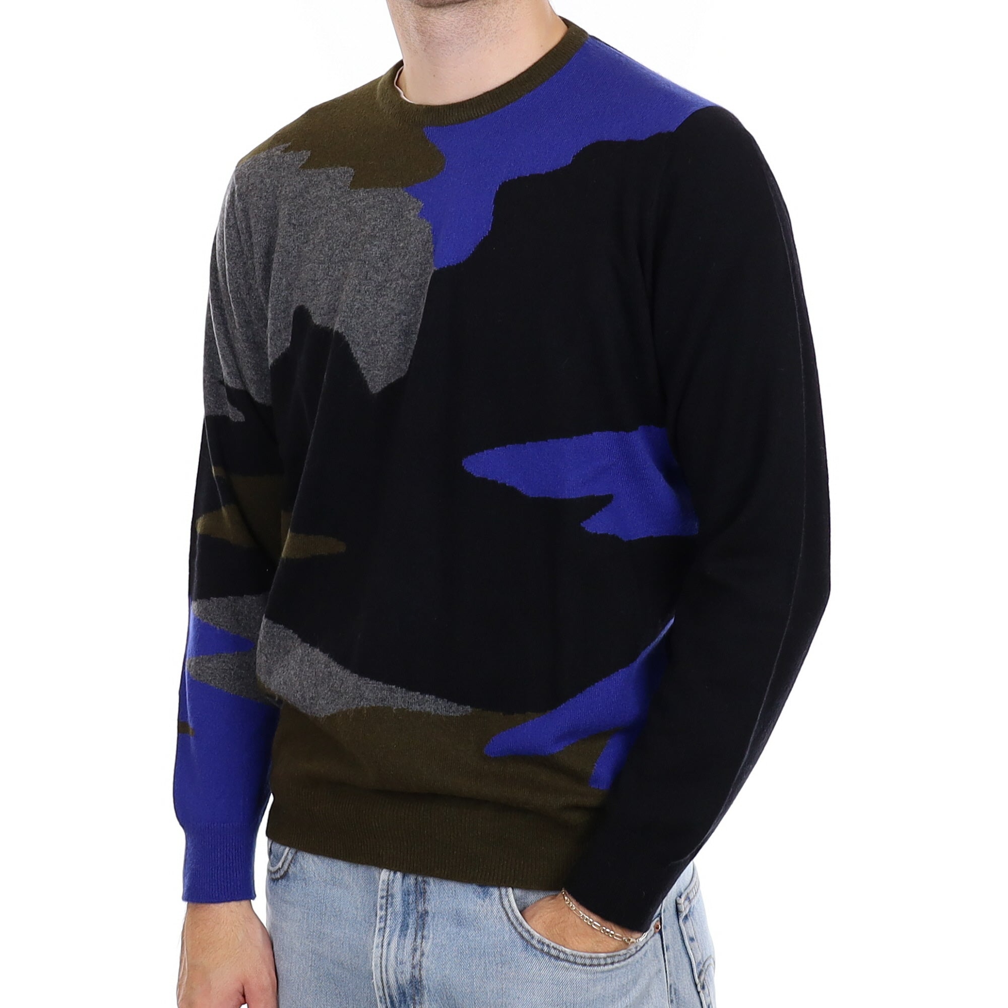 Men's Begg & Co Scottish Camoflage Cashmere Crew Neck Jumper Large