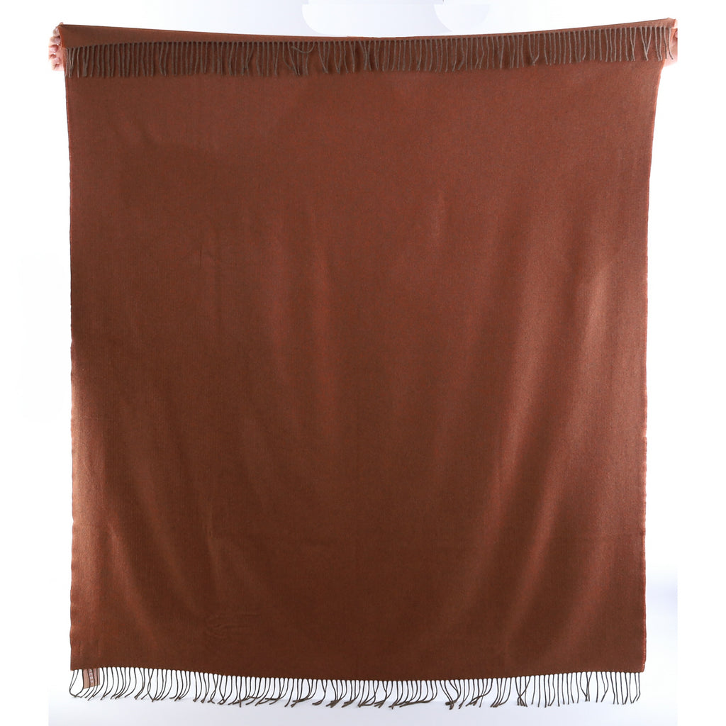 Brand New English Paprika and Mushroom Marl Luxury Woven Cashmere Blanket
