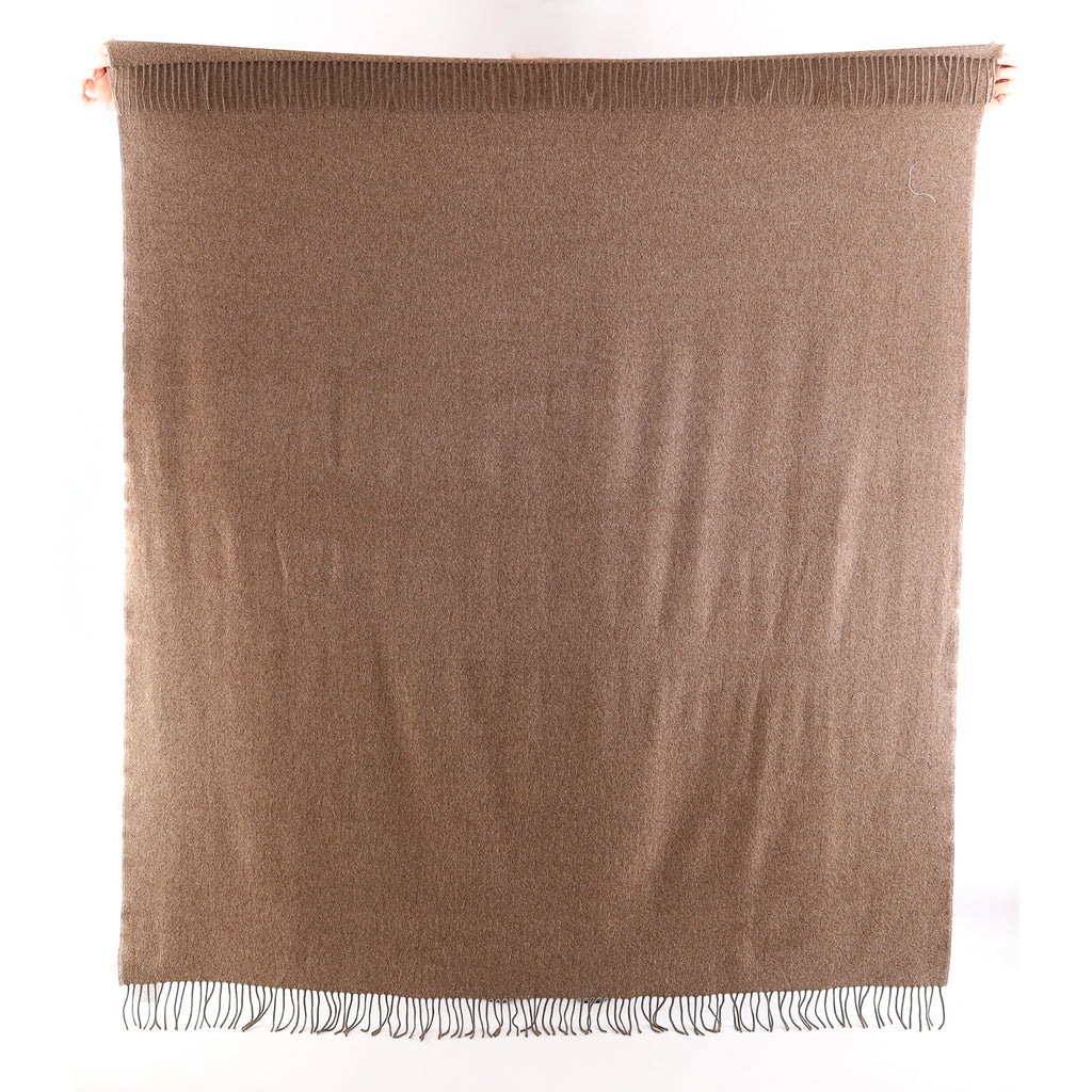 Brand New English Mocha Brown Marl Luxury Woven Cashmere Blanket