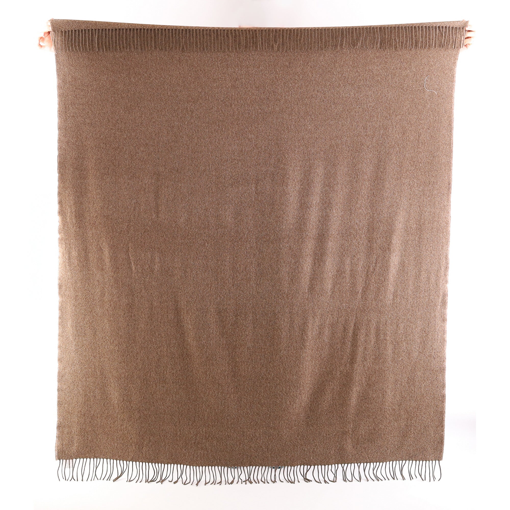 Brand New English Mocha Brown Marl Luxury Woven Cashmere Blanket