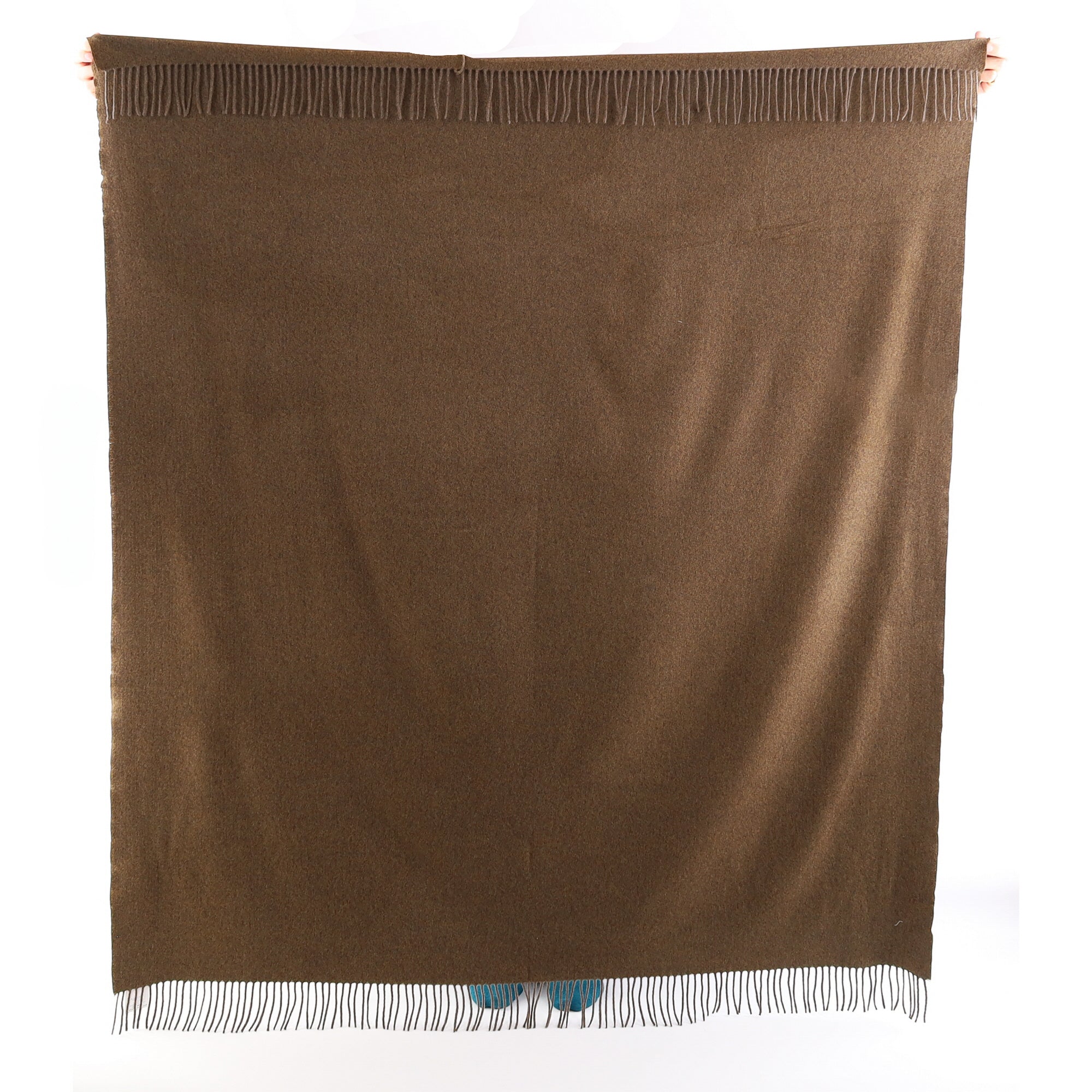 Brand New English Mole Brown Marl Luxury Woven Cashmere Blanket