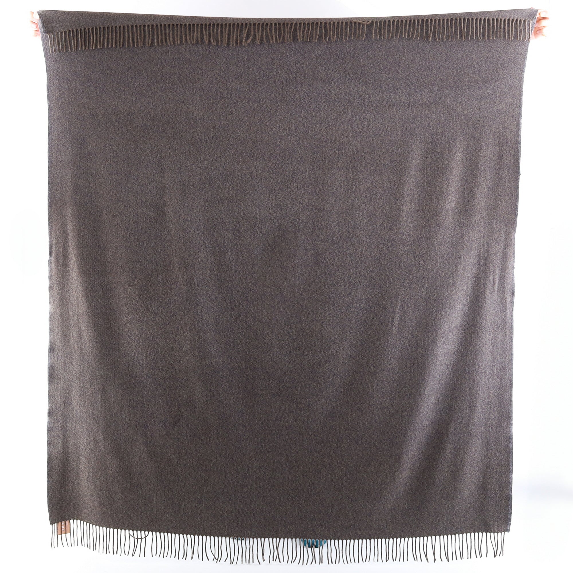 Brand New English Mushroom Brown Marl Luxury Woven Cashmere Blanket