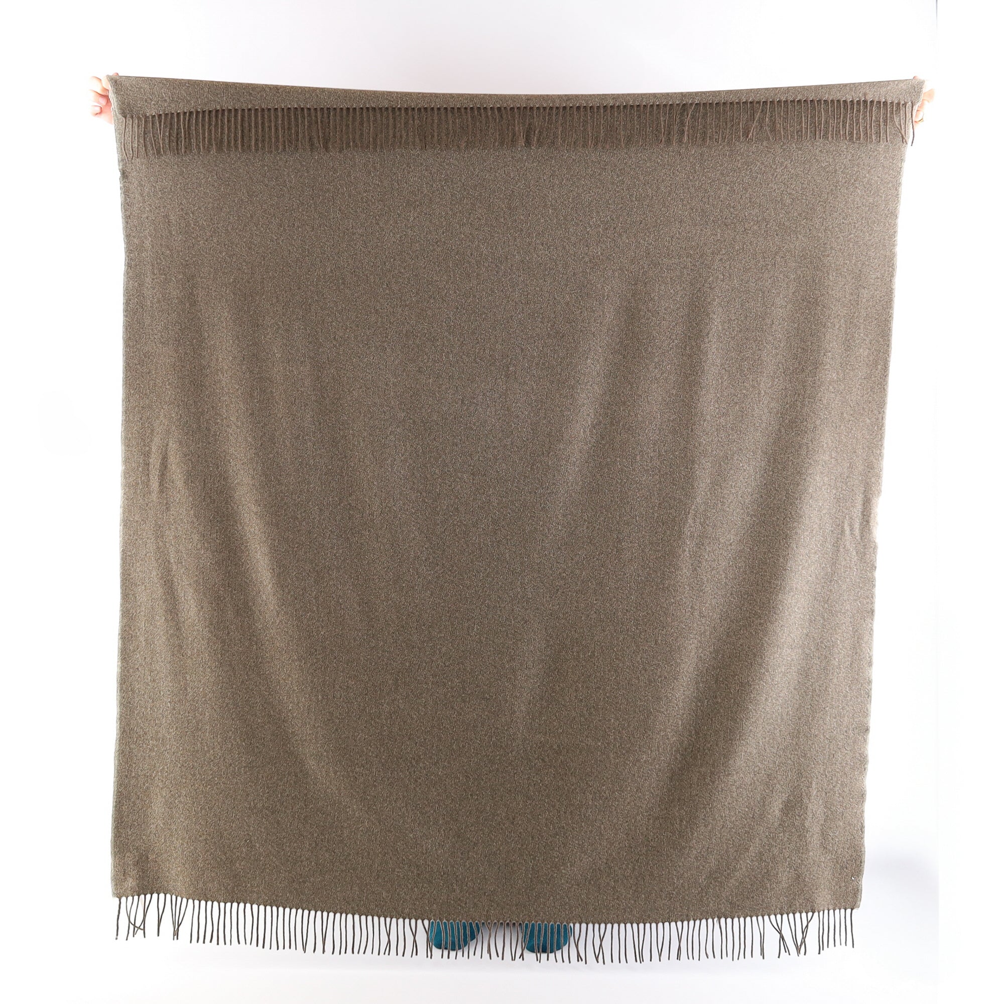 Brand New English Dark Olive Marl Luxury Woven Cashmere Blanket