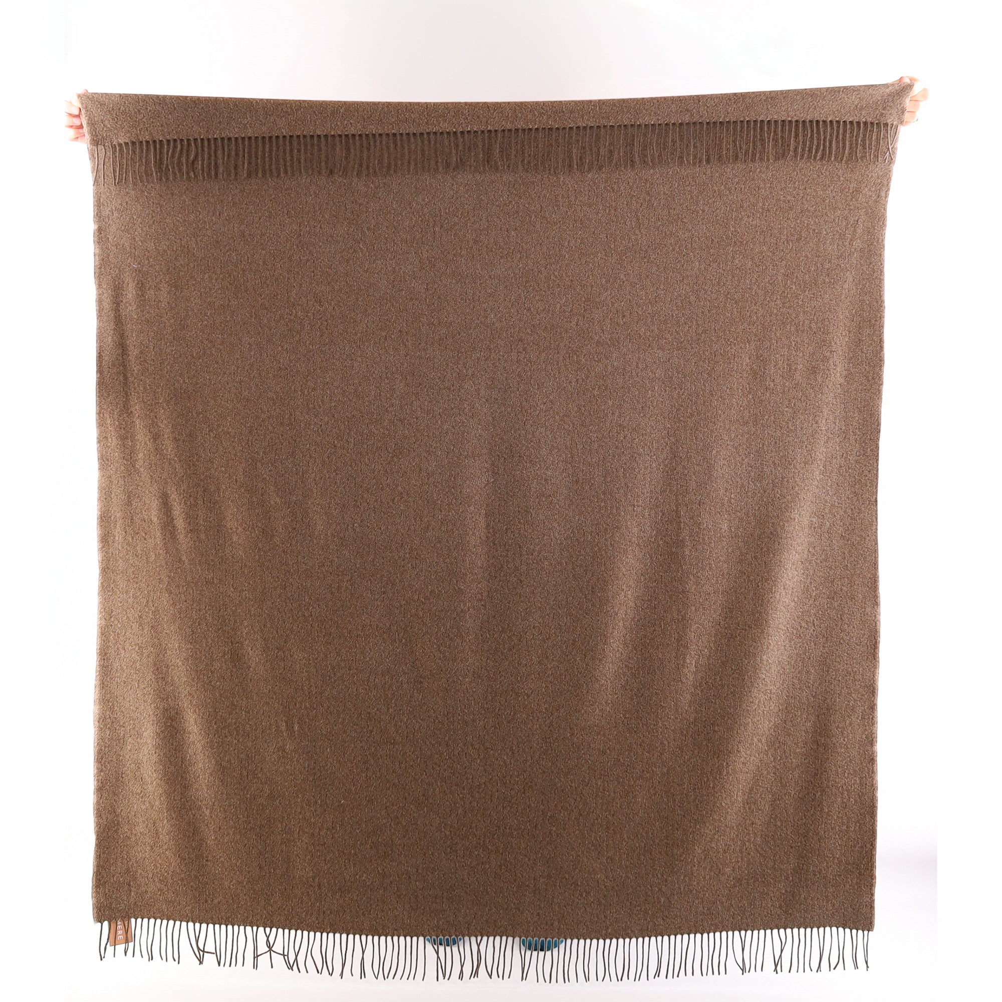 Brand New English Coffee Brown Marl Luxury Woven Cashmere Blanket