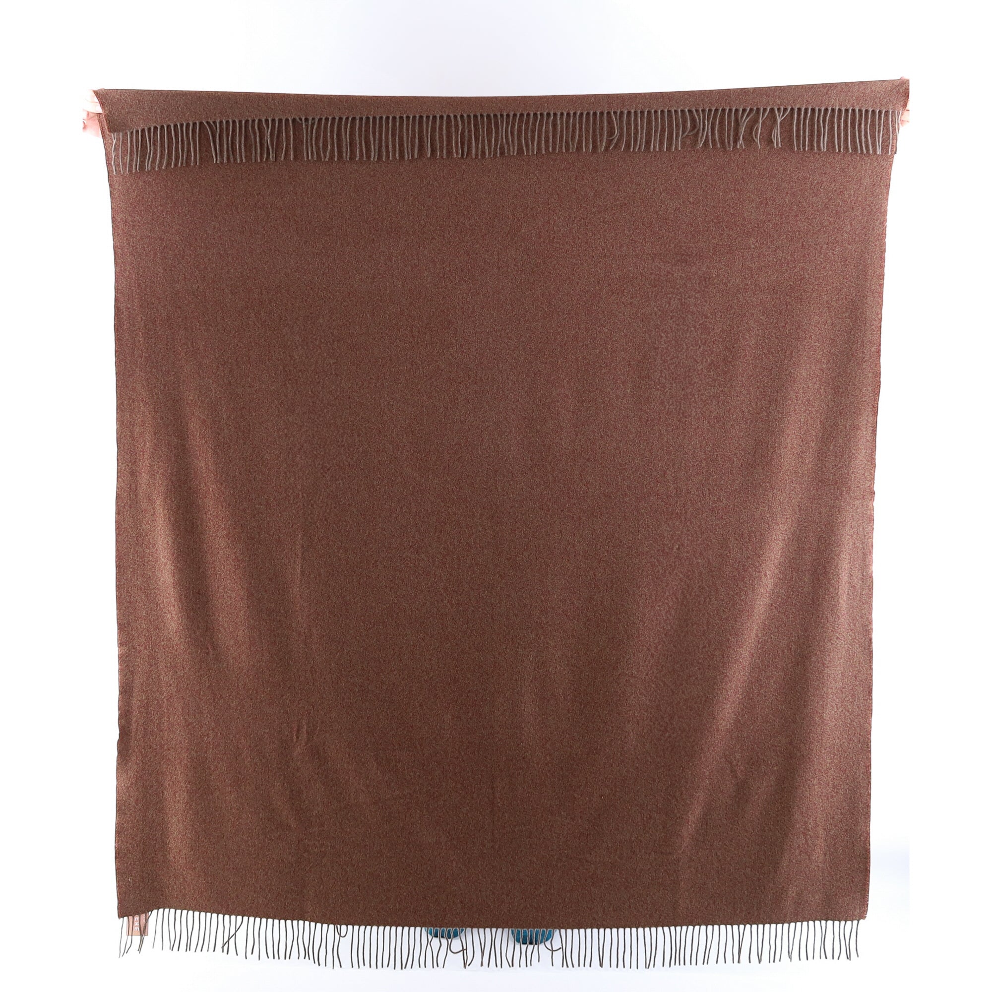 Brand New English Wine Red and Mushroom Marl Luxury Woven Cashmere Blanket